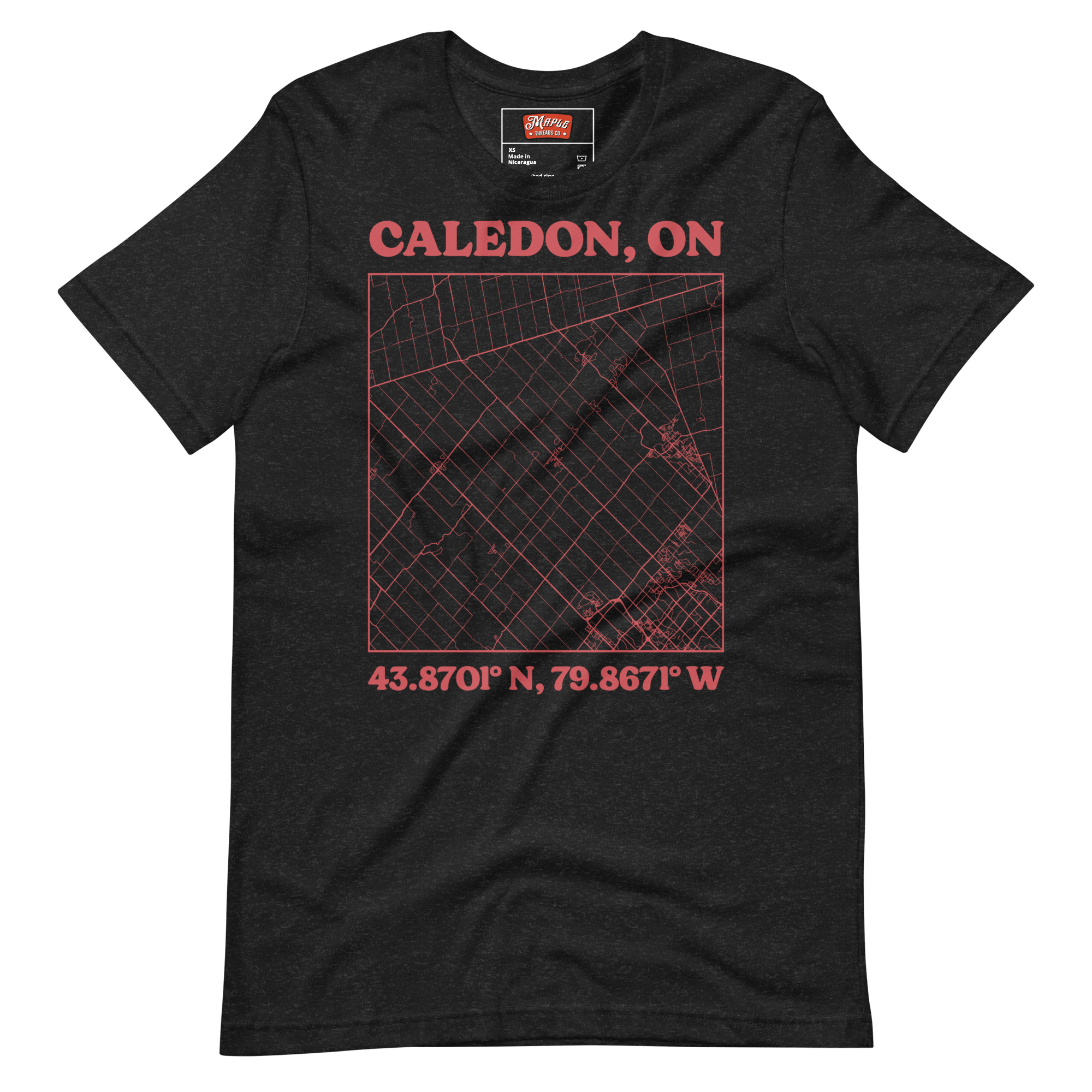 Unisex Caledon, Ontario Map T-Shirt - Image 2