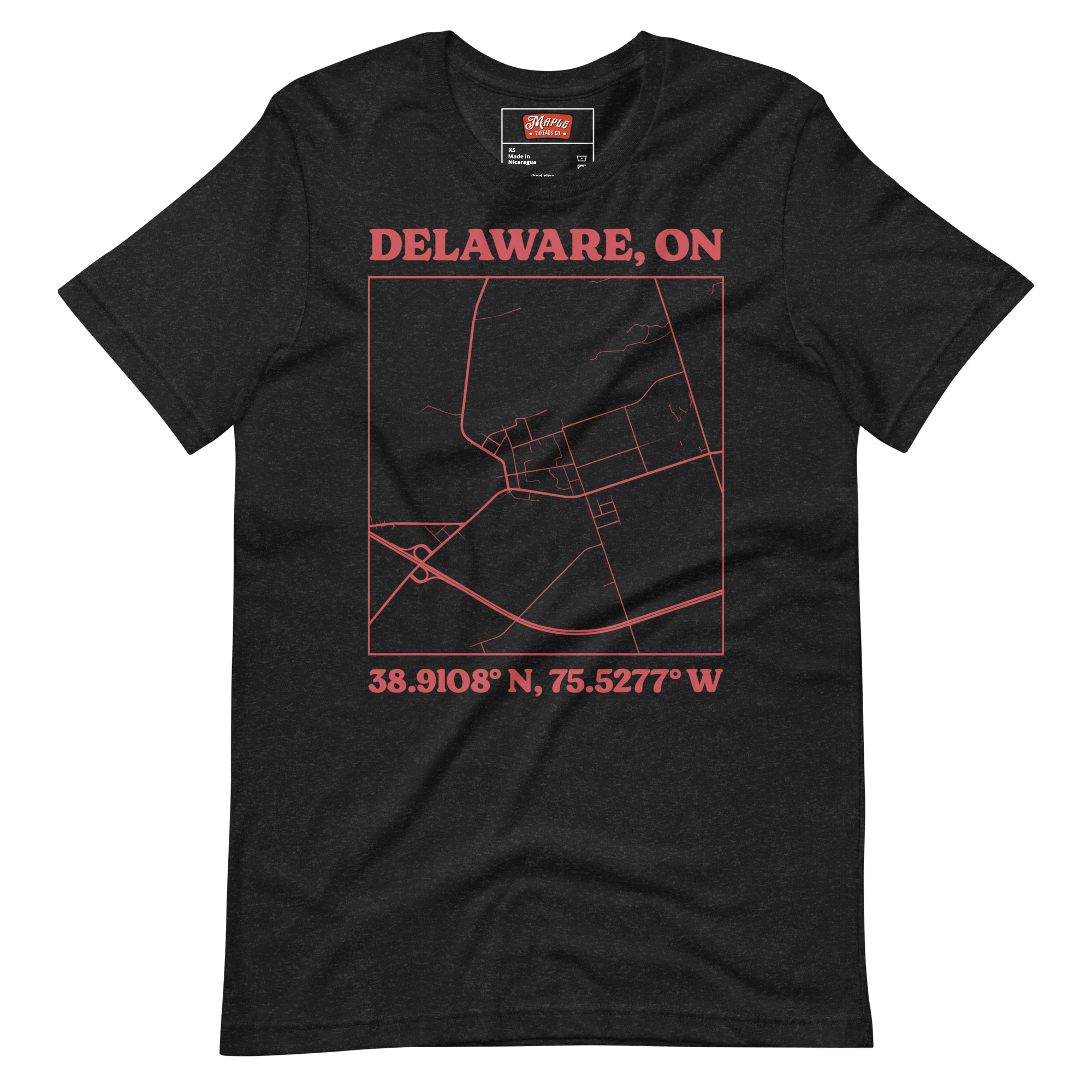 Unisex Delaware, Ontario Map T-Shirt - Image 2