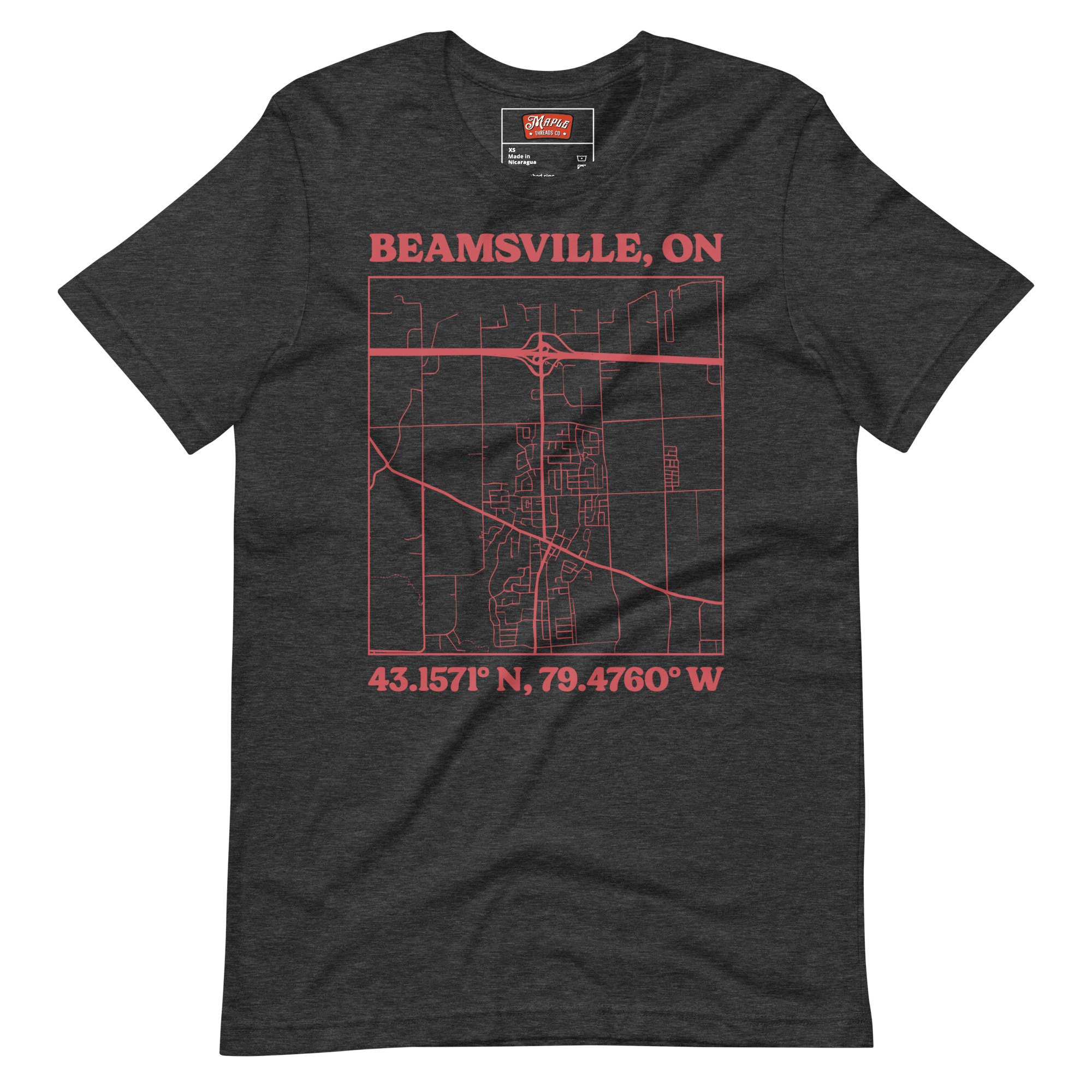 Unisex Beamsville, Ontario Map T-Shirt - Image 5