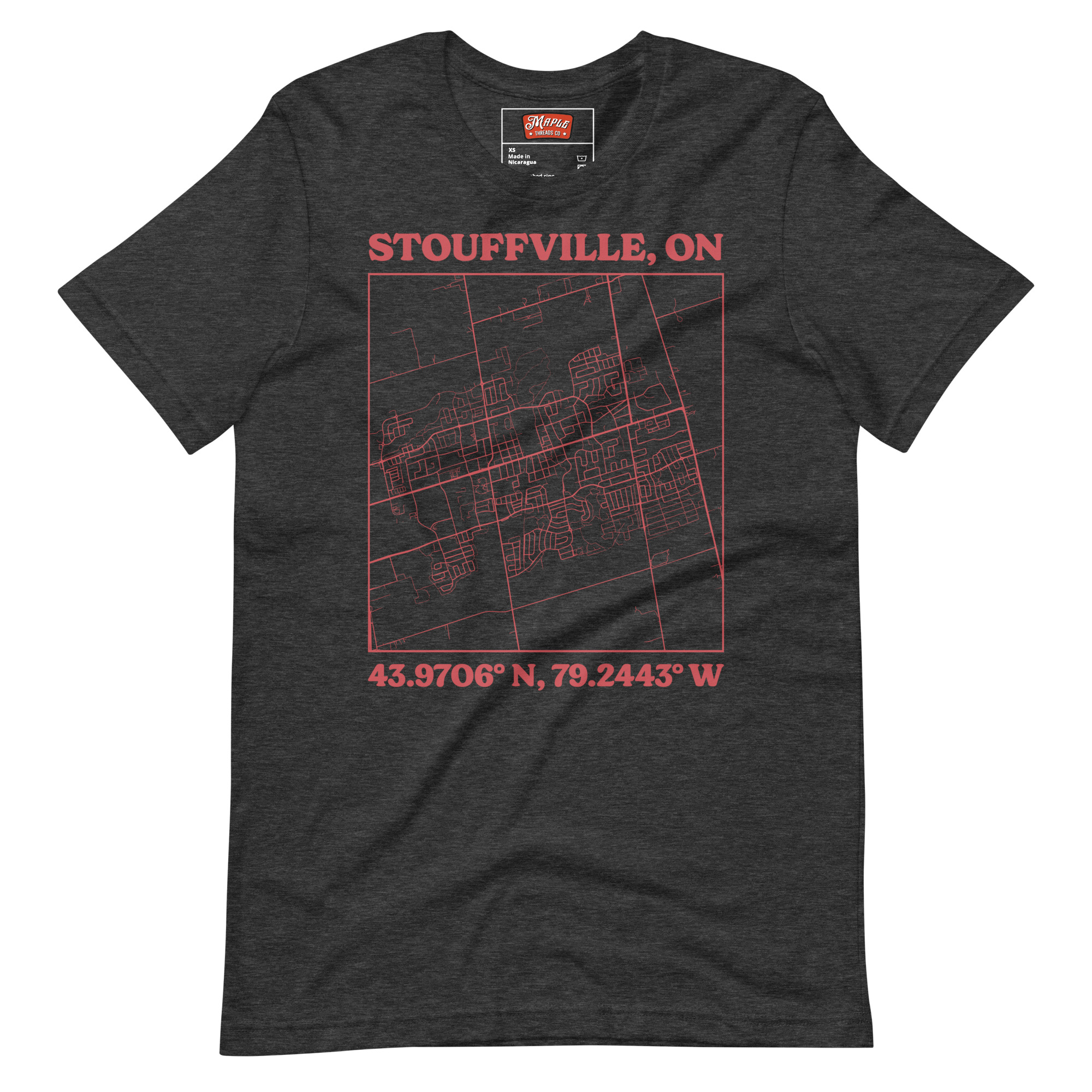 Unisex Stouffville, Ontario Map T-Shirt - Image 5