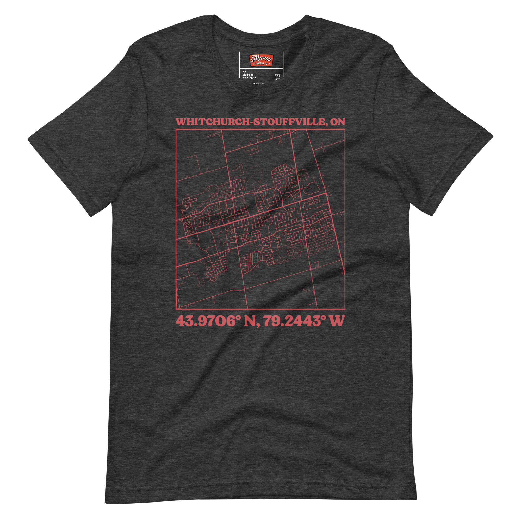 Unisex Whitchurch-Stouffville, Ontario Map T-Shirt - Image 5