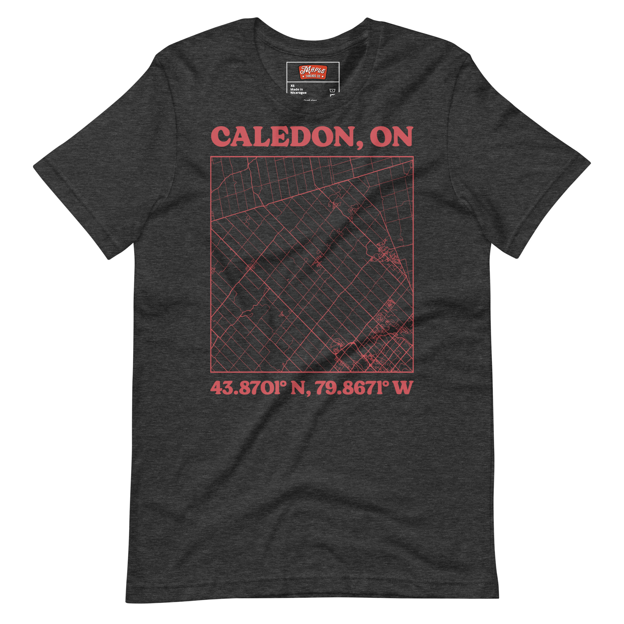 Unisex Caledon, Ontario Map T-Shirt - Image 5