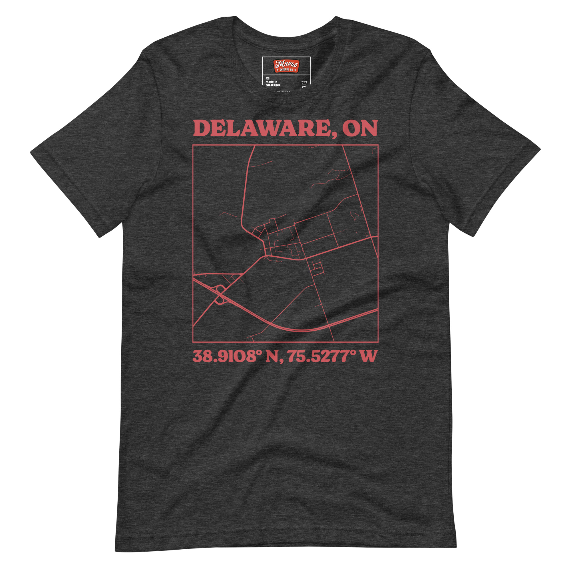 Unisex Delaware, Ontario Map T-Shirt - Image 4