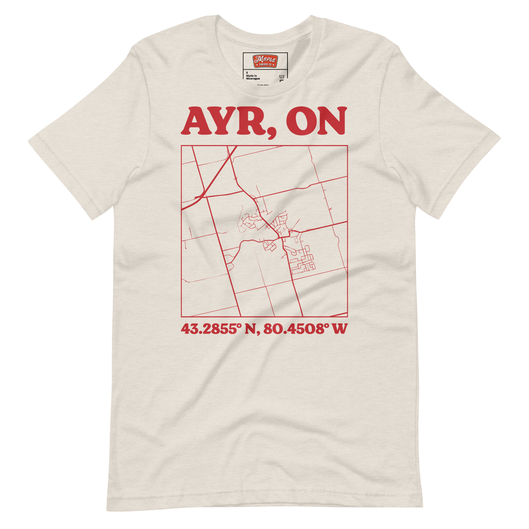 Unisex Ayr, Ontario Map T-Shirt - Image 10