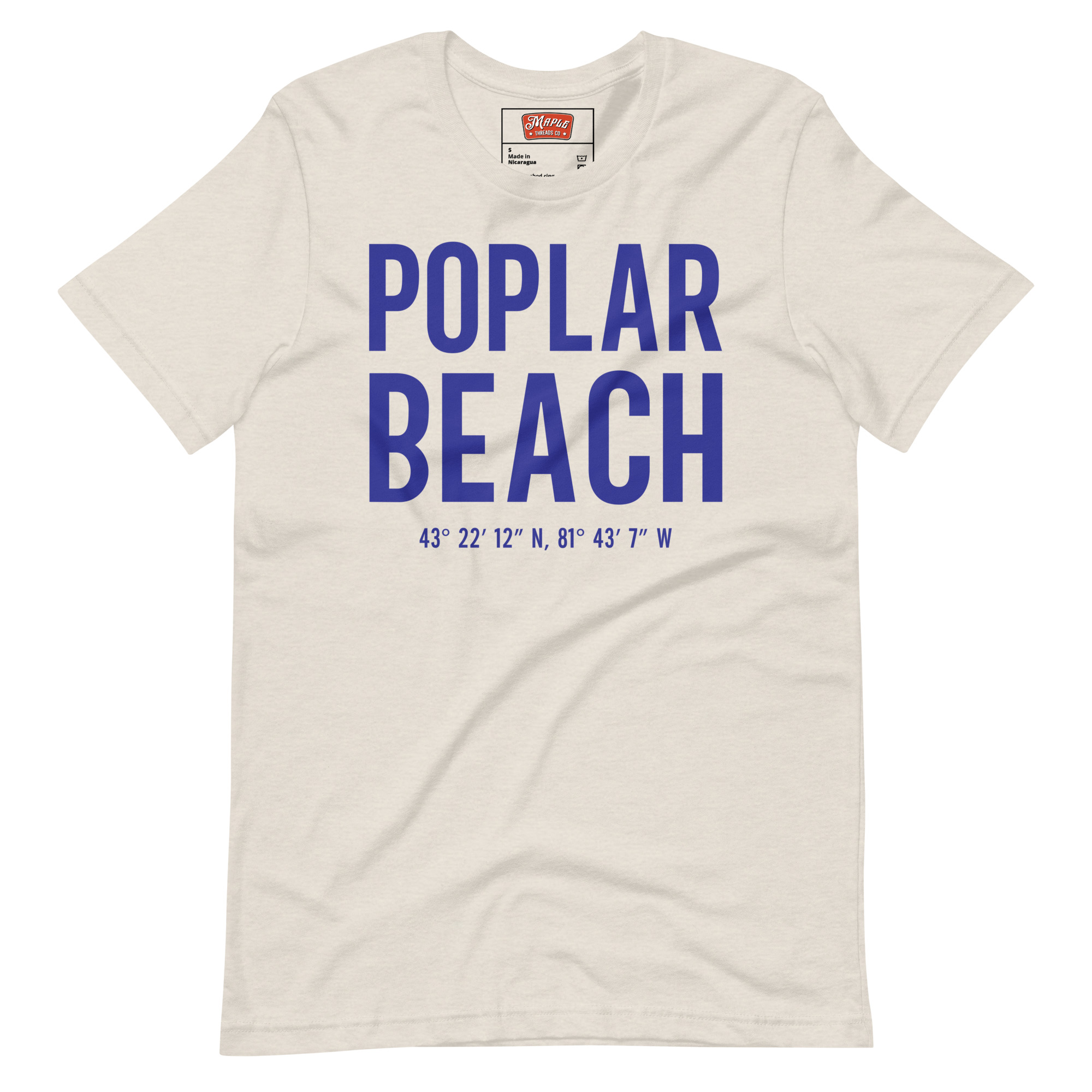 Unisex Poplar Beach, Ontario Coordinates Light T-Shirt - Image 2