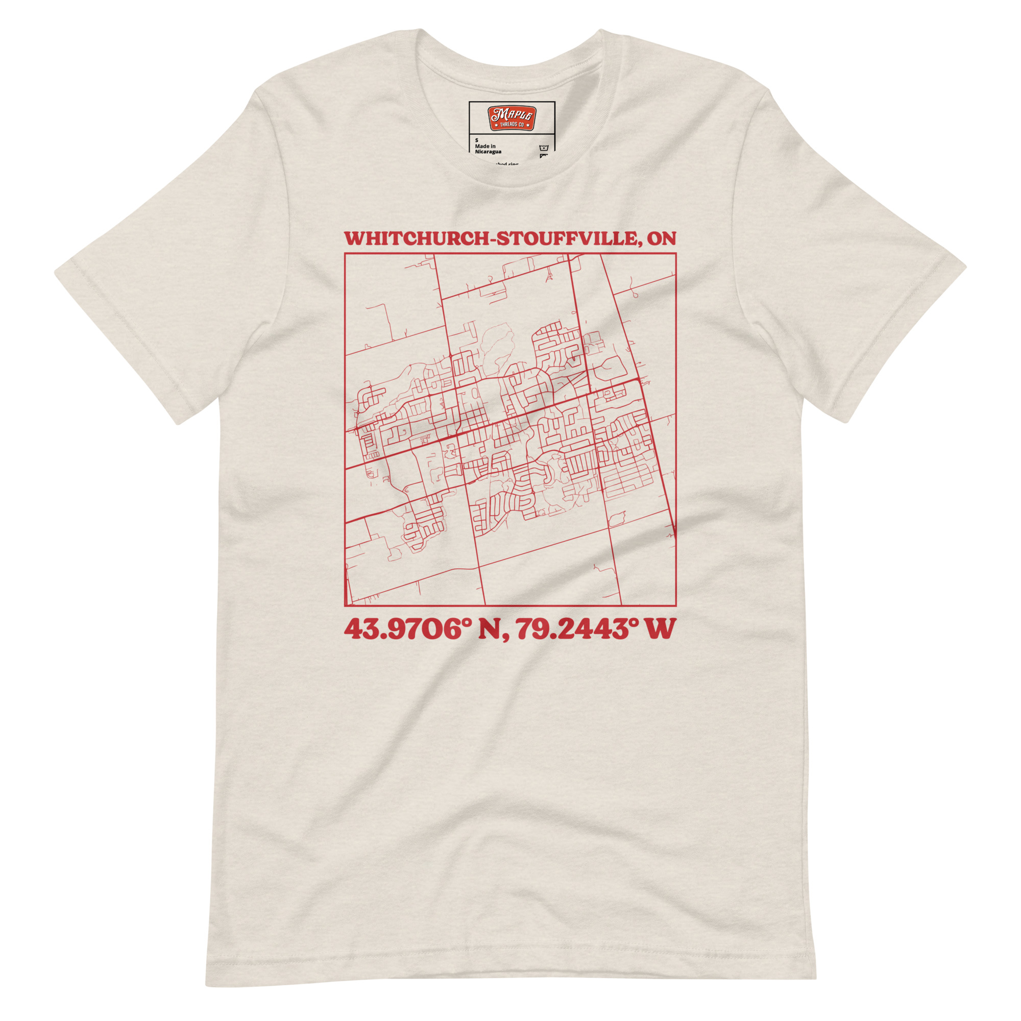 Unisex Whitchurch-Stouffville, Ontario Map T-Shirt - Image 10