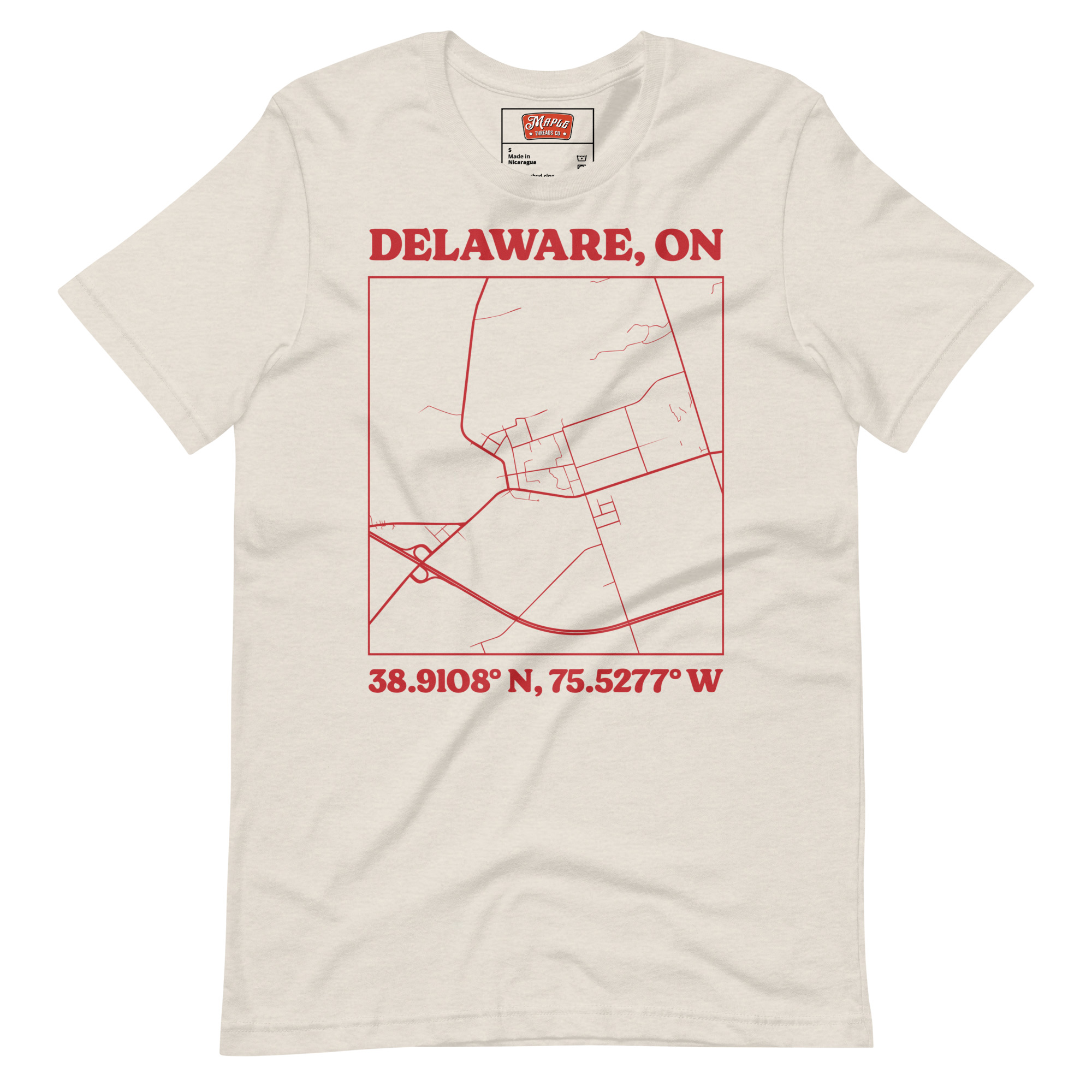 Unisex Delaware, Ontario Map T-Shirt - Image 10