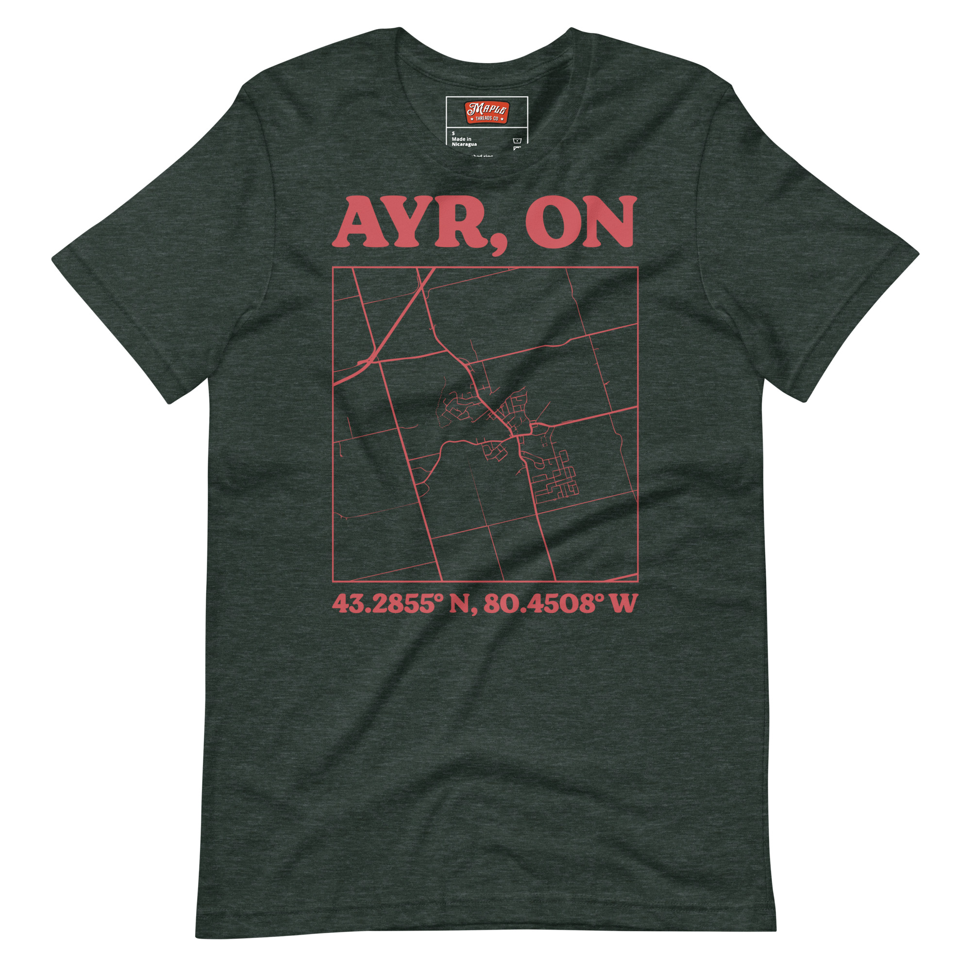 Unisex Ayr, Ontario Map T-Shirt - Image 4