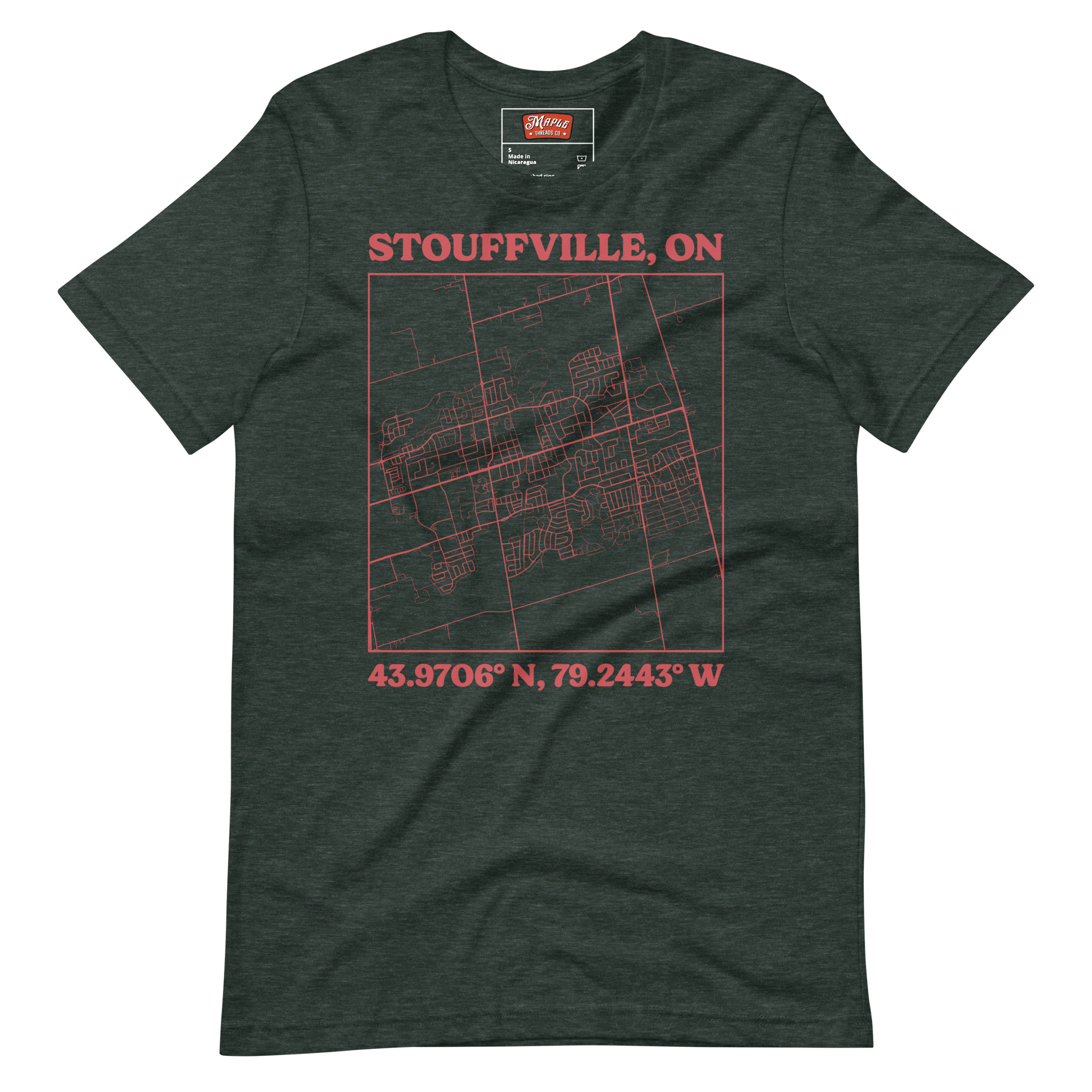 Unisex Stouffville, Ontario Map T-Shirt - Image 4