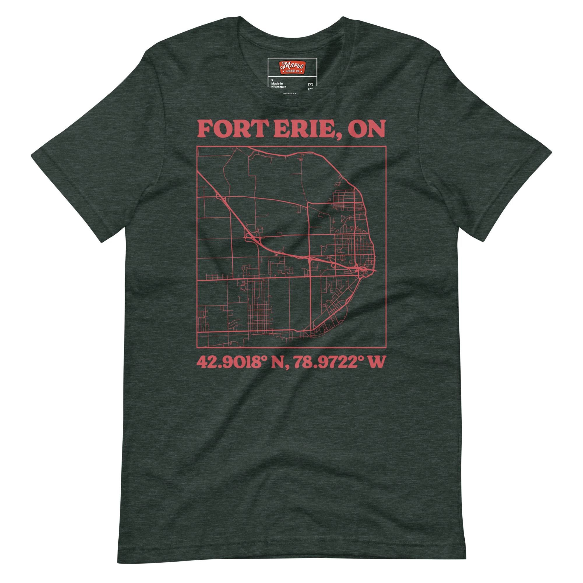 Unisex Fort Erie, Ontario Map T-Shirt - Image 4