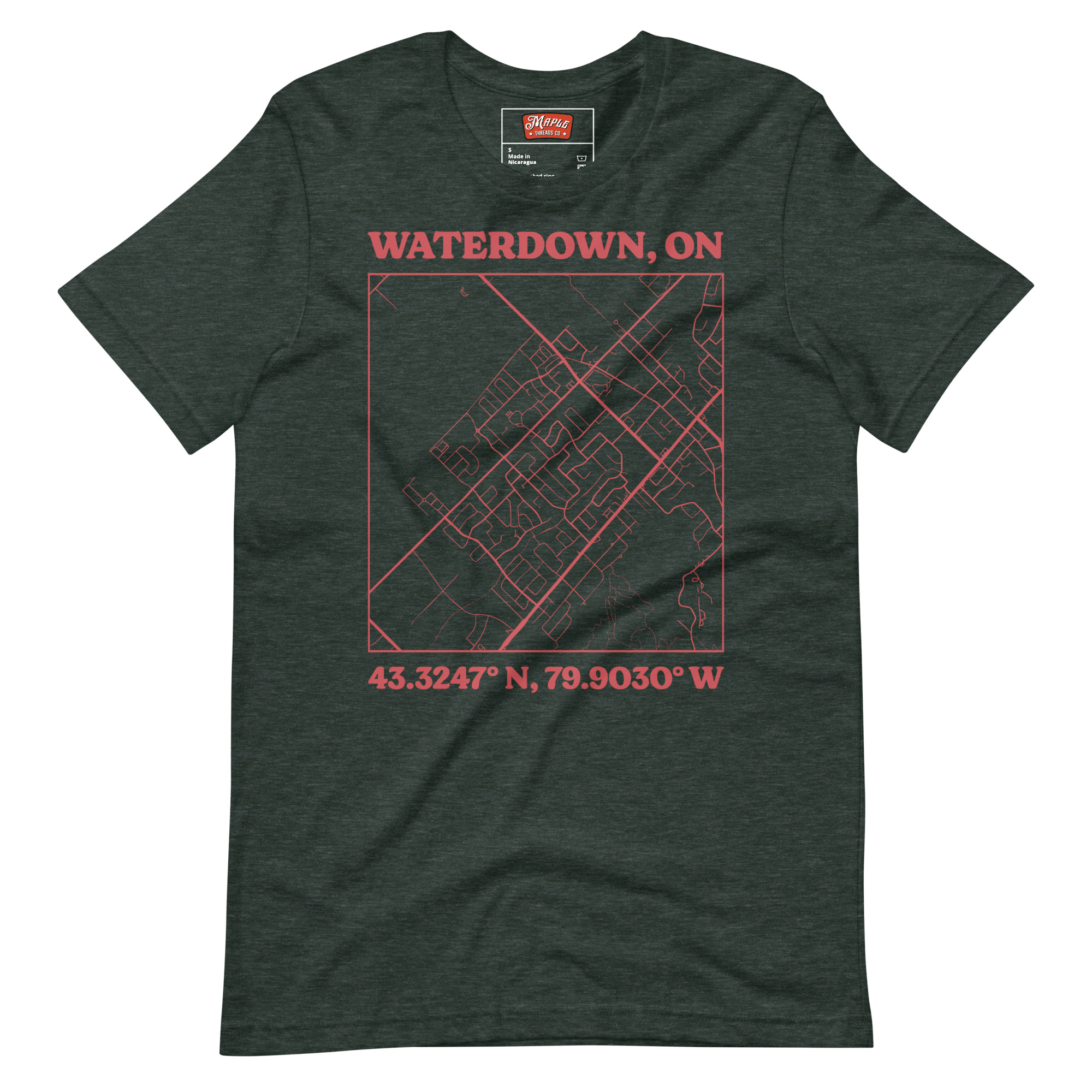 Unisex Waterdown, Ontario Map T-Shirt - Image 4