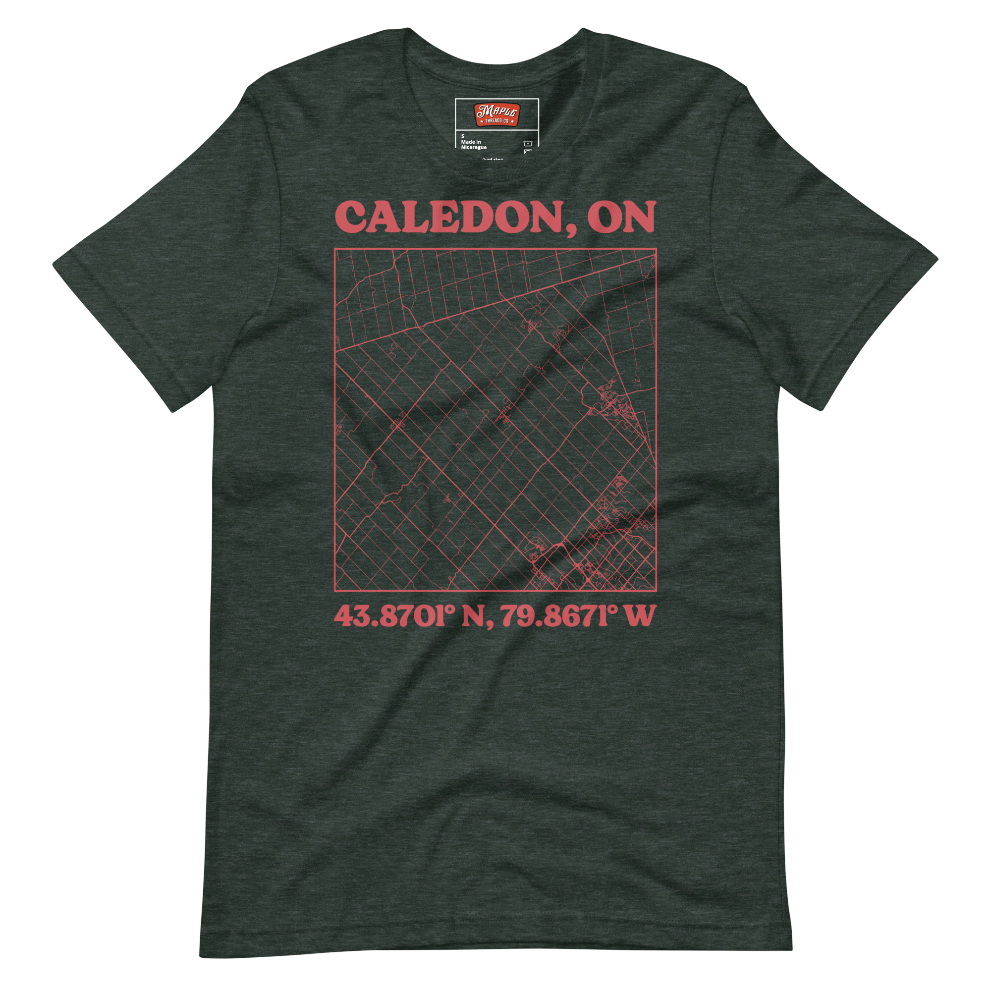 Unisex Caledon, Ontario Map T-Shirt - Image 4