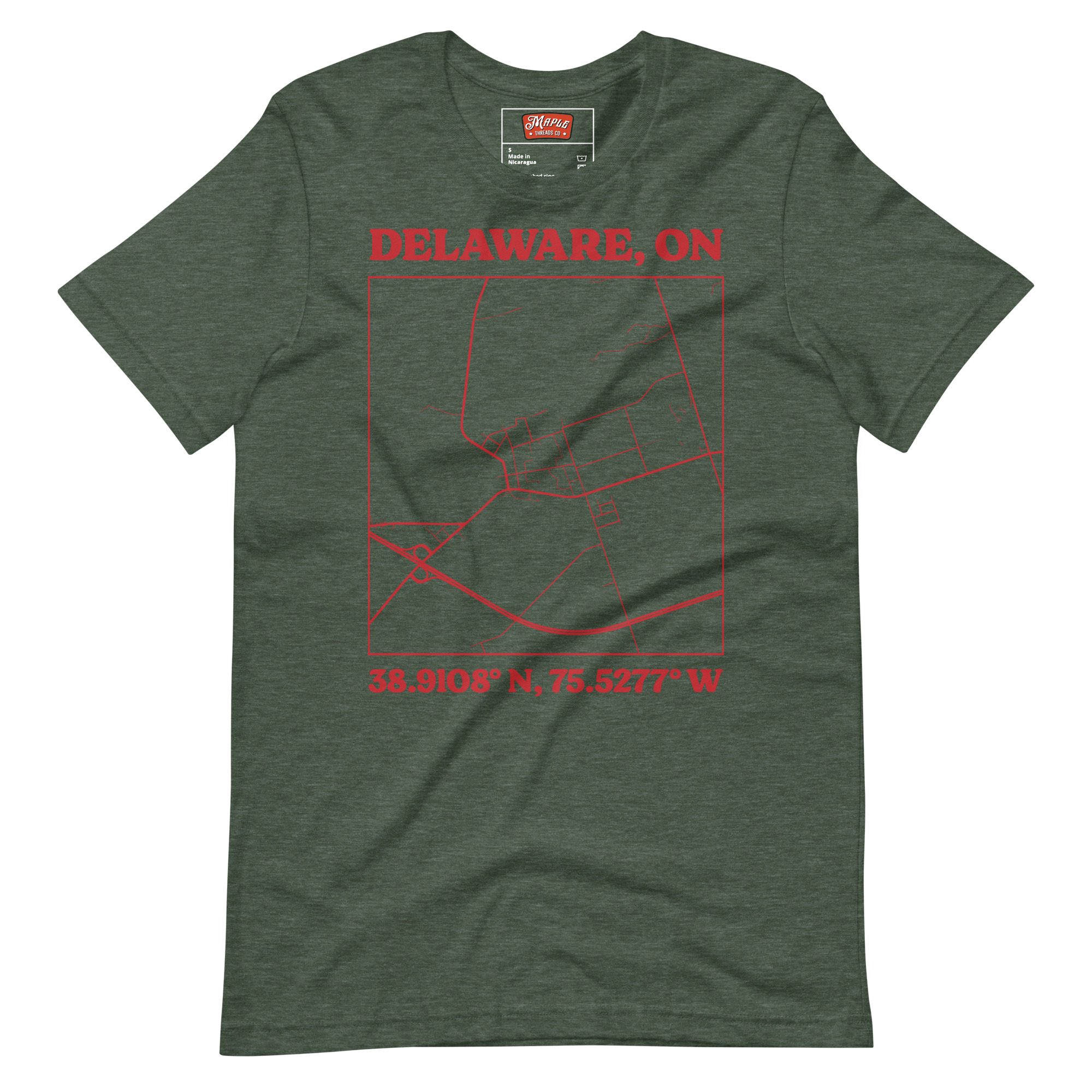 Unisex Delaware, Ontario Map T-Shirt - Image 5