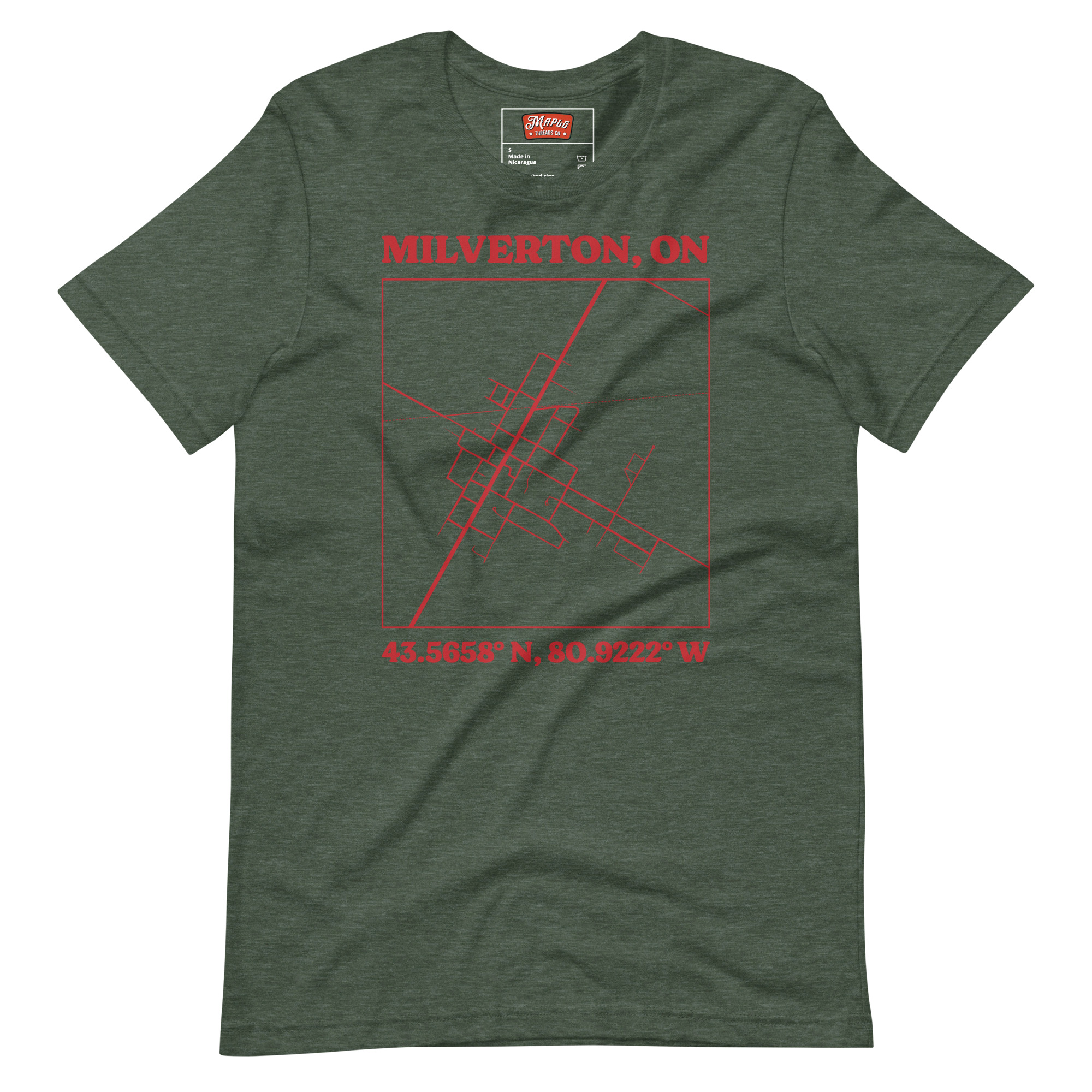Unisex Milverton, Ontario Map T-Shirt - Image 5