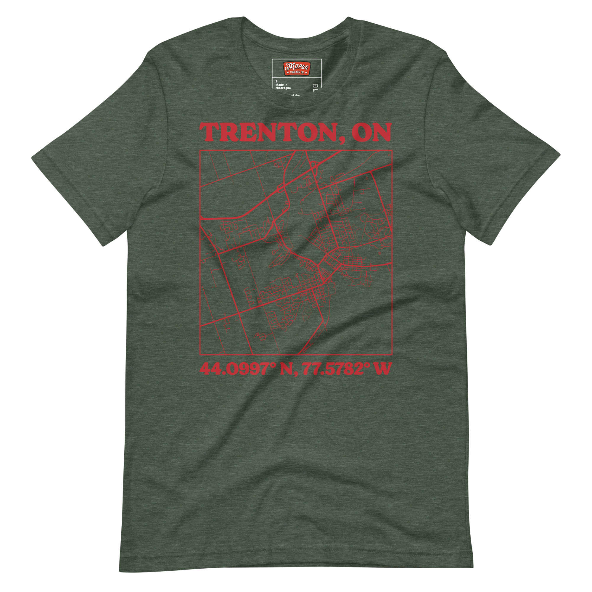 Unisex Trenton, Ontario Map T-Shirt - Image 5
