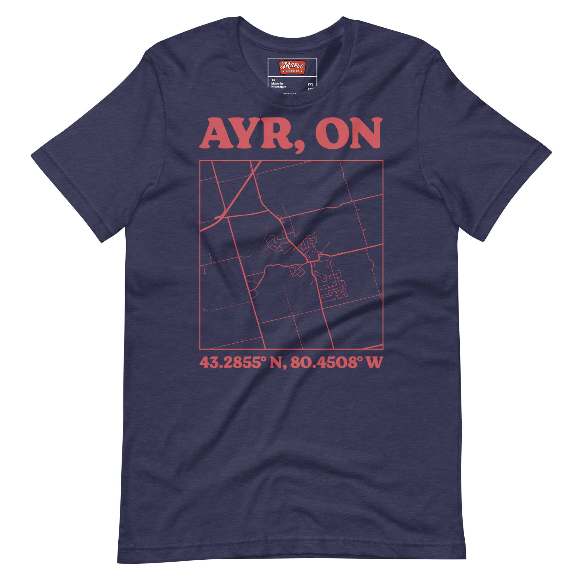 Unisex Ayr, Ontario Map T-Shirt - Image 3