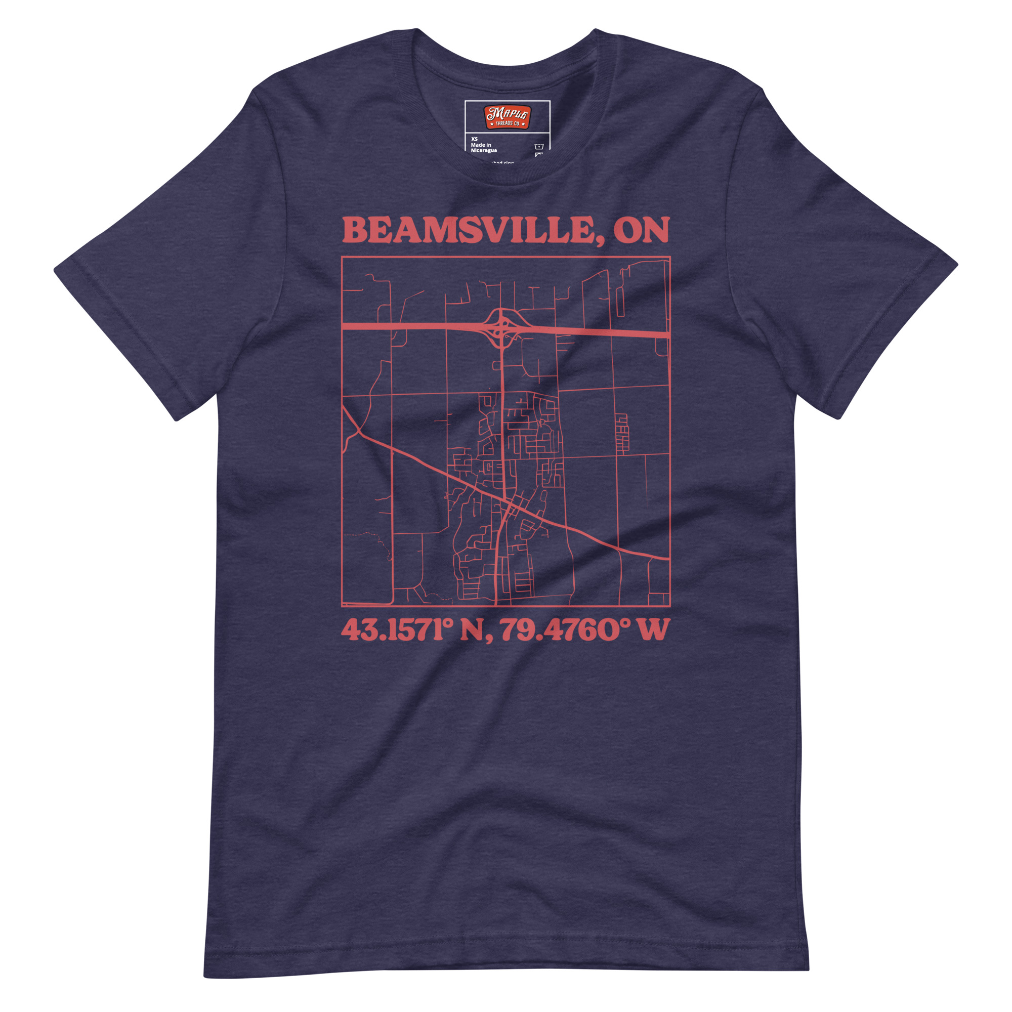 Unisex Beamsville, Ontario Map T-Shirt - Image 3