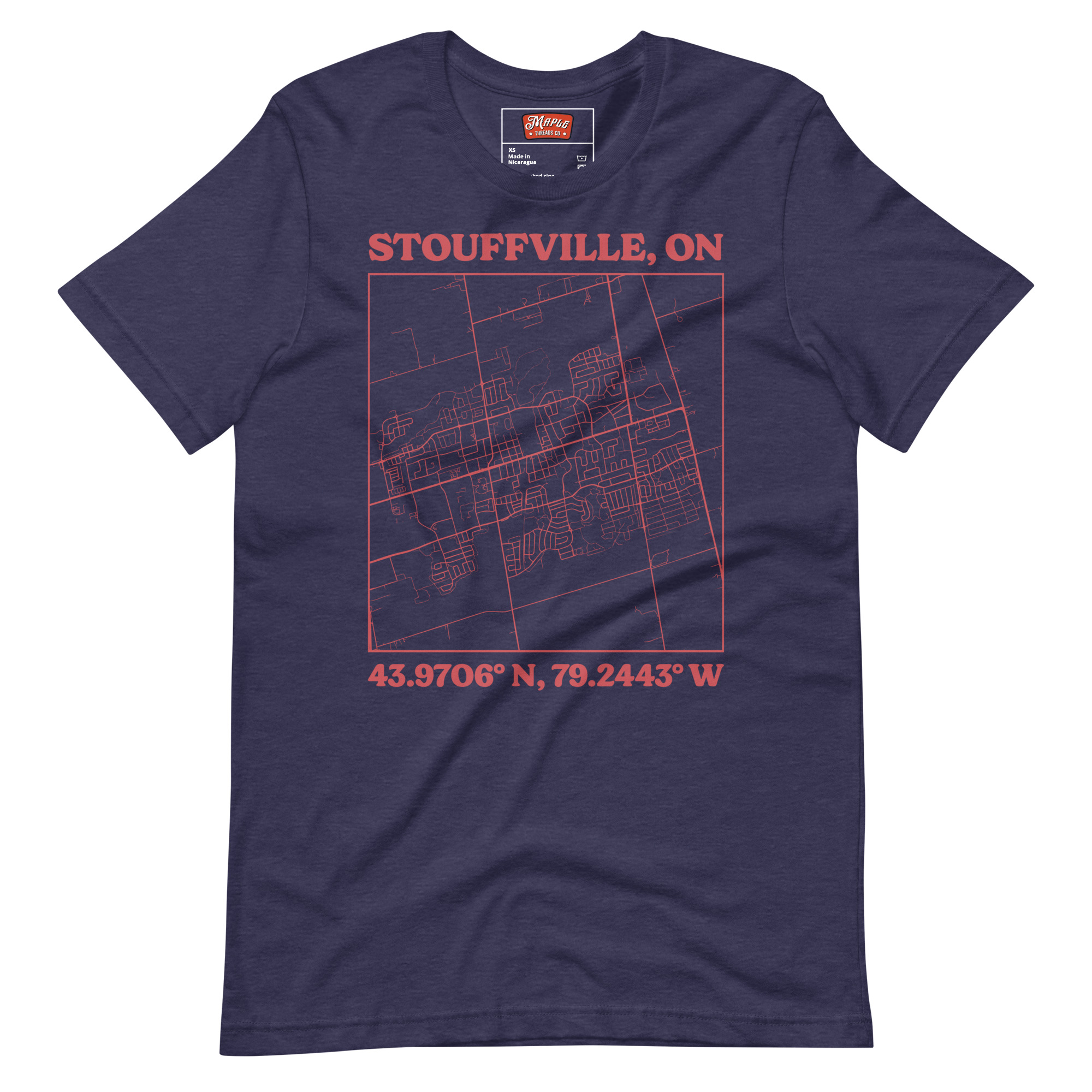 Unisex Stouffville, Ontario Map T-Shirt - Image 3