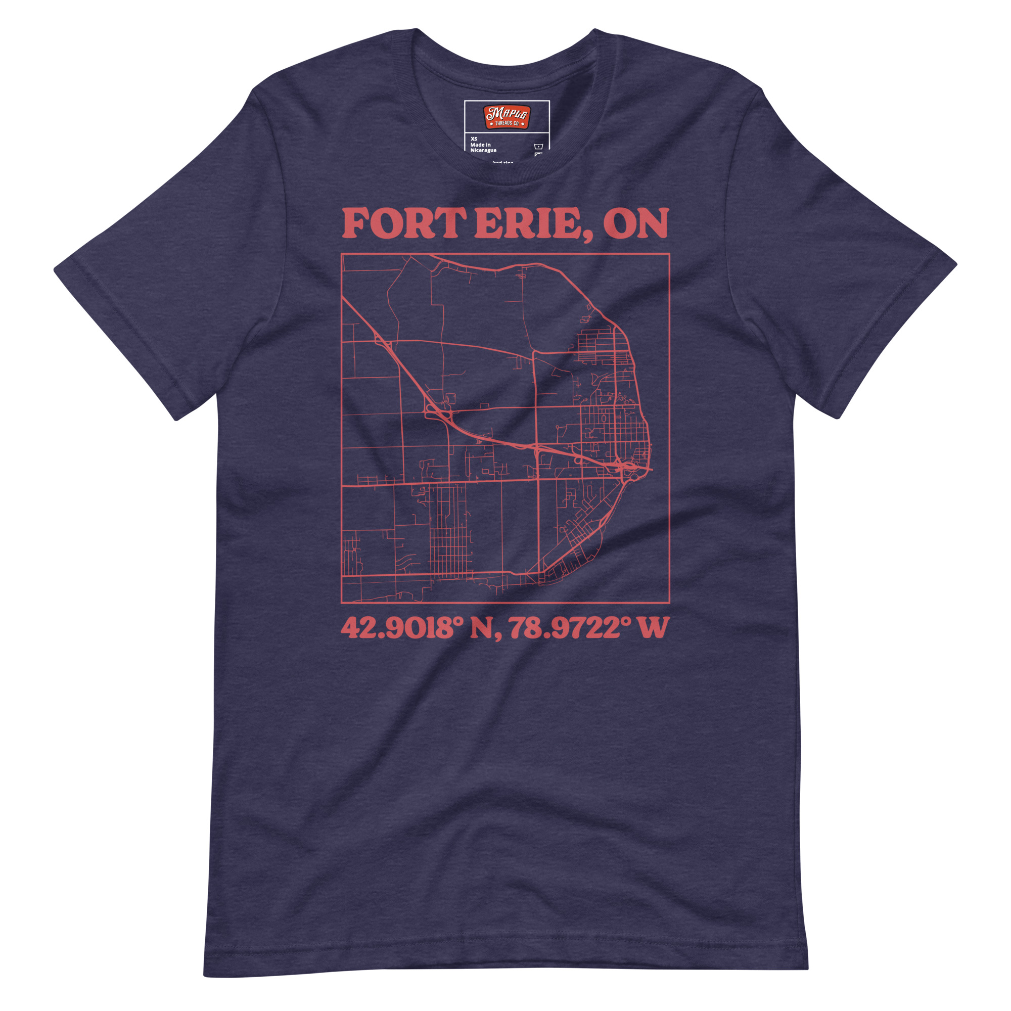 Unisex Fort Erie, Ontario Map T-Shirt - Image 3