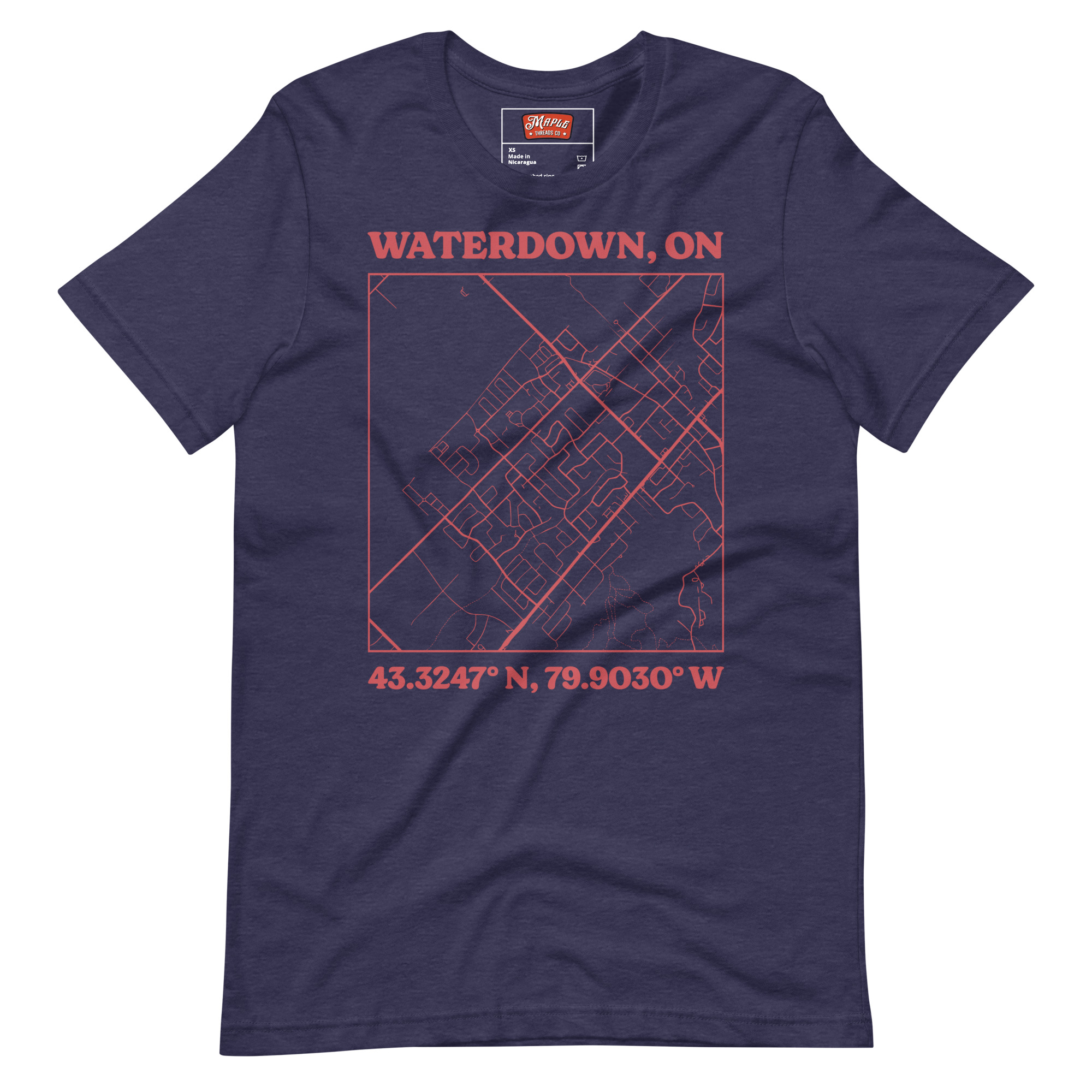 Unisex Waterdown, Ontario Map T-Shirt - Image 3