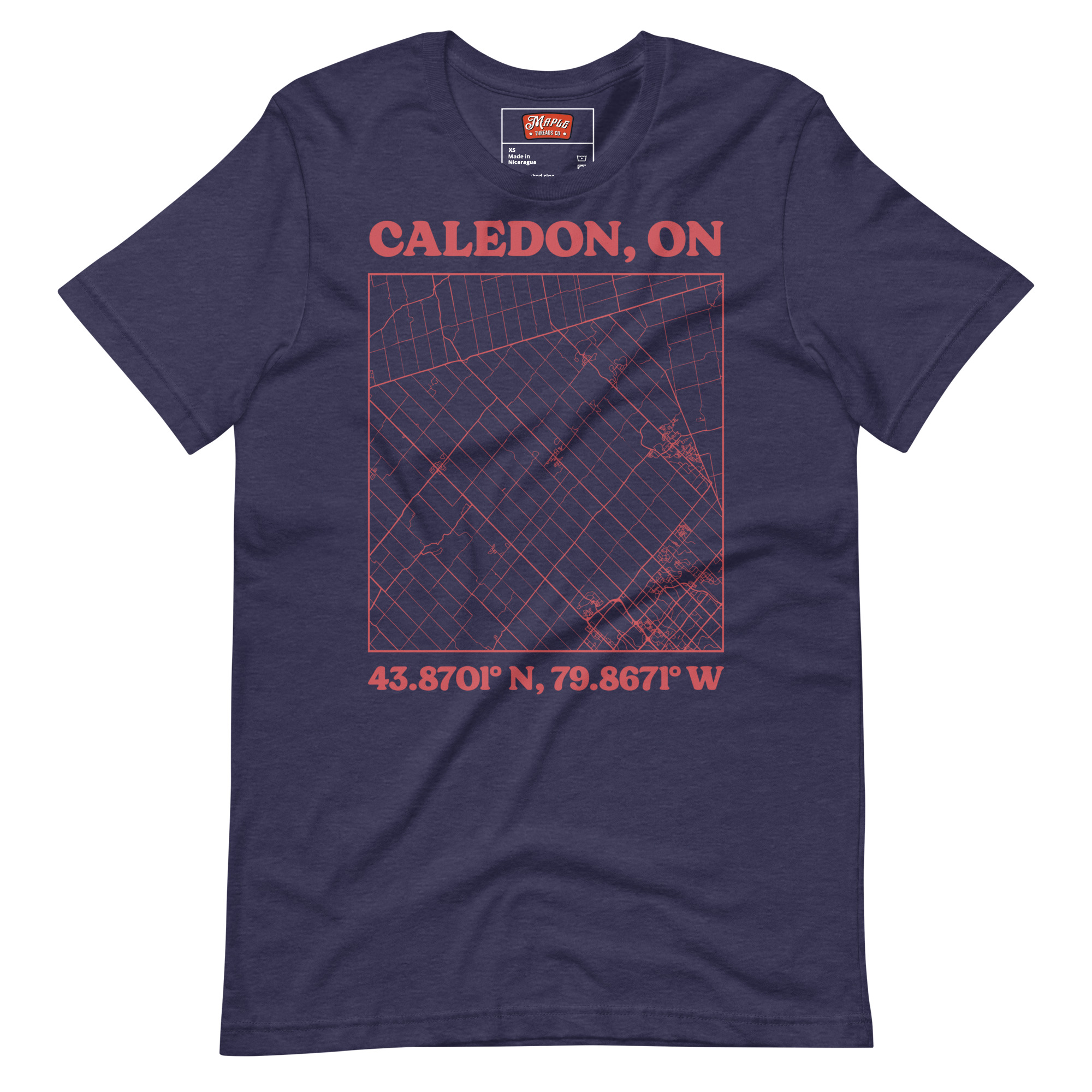 Unisex Caledon, Ontario Map T-Shirt - Image 3