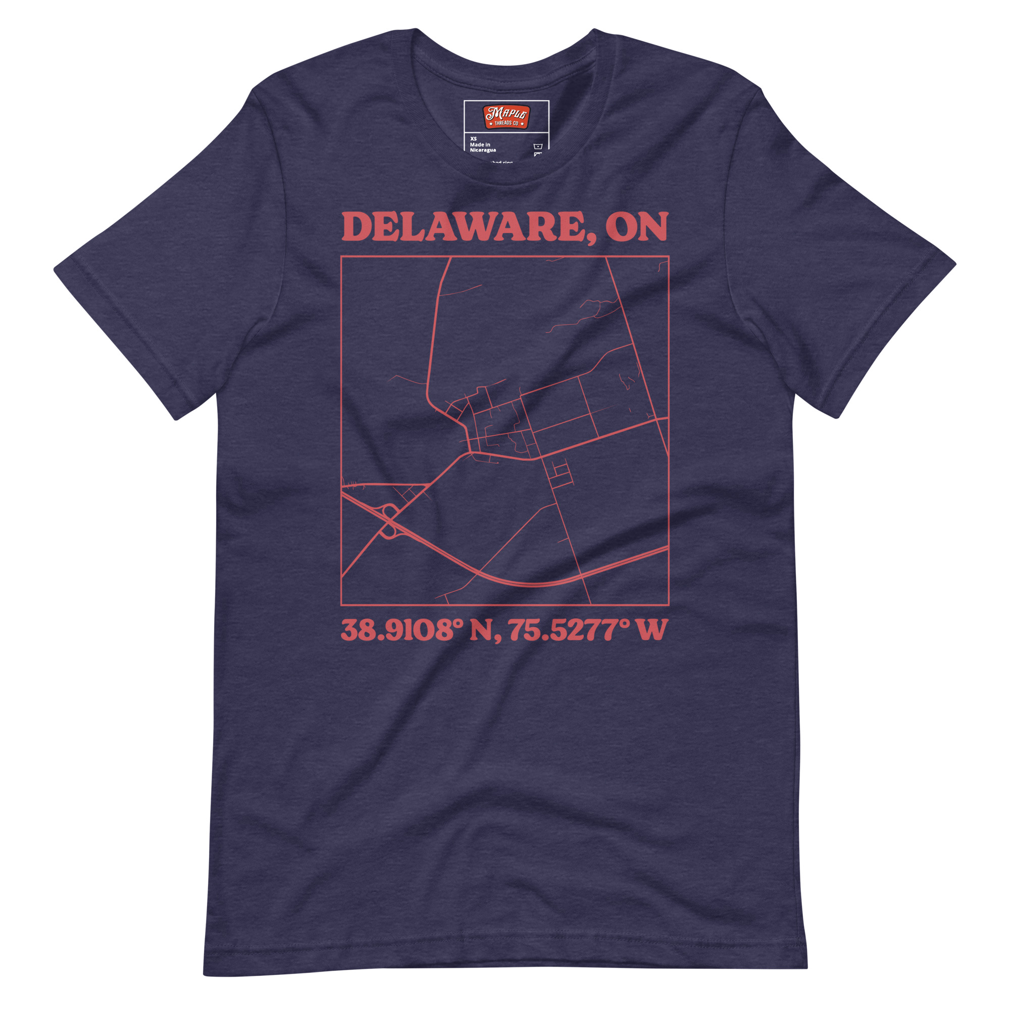 Unisex Delaware, Ontario Map T-Shirt - Image 3