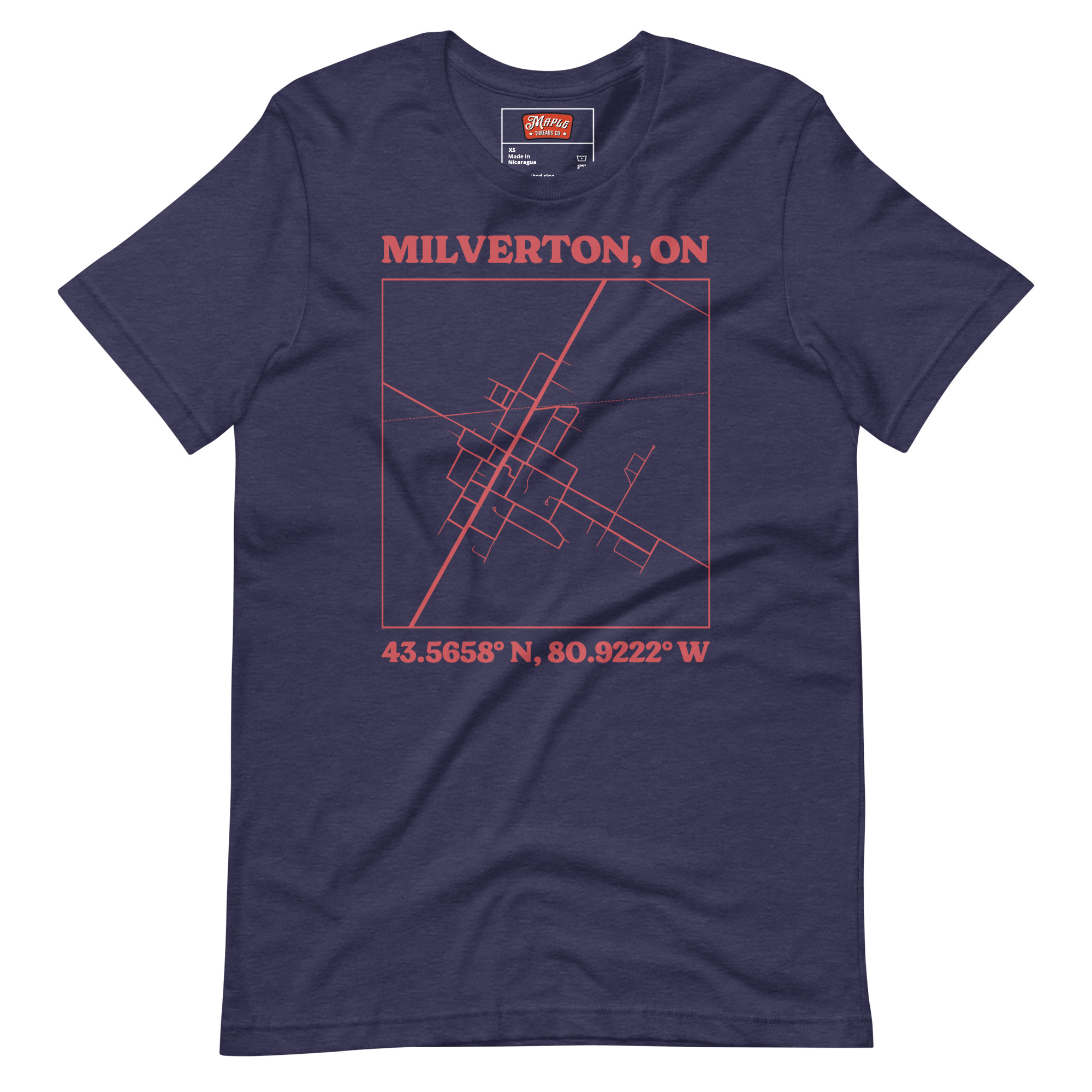 Unisex Milverton, Ontario Map T-Shirt - Image 3