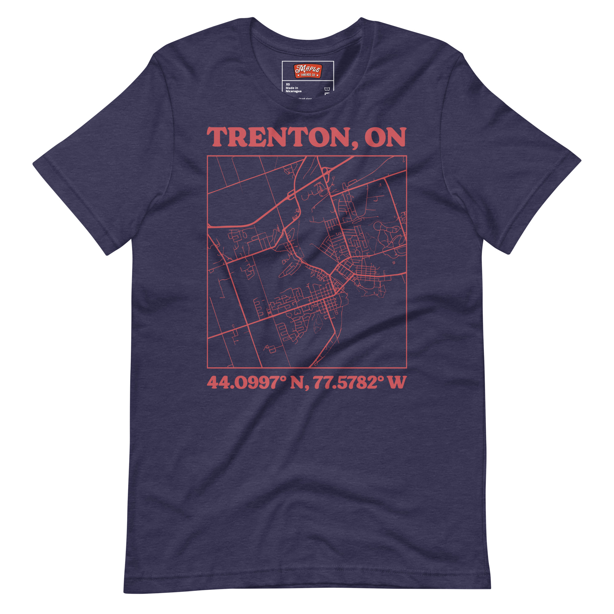 Unisex Trenton, Ontario Map T-Shirt - Image 3