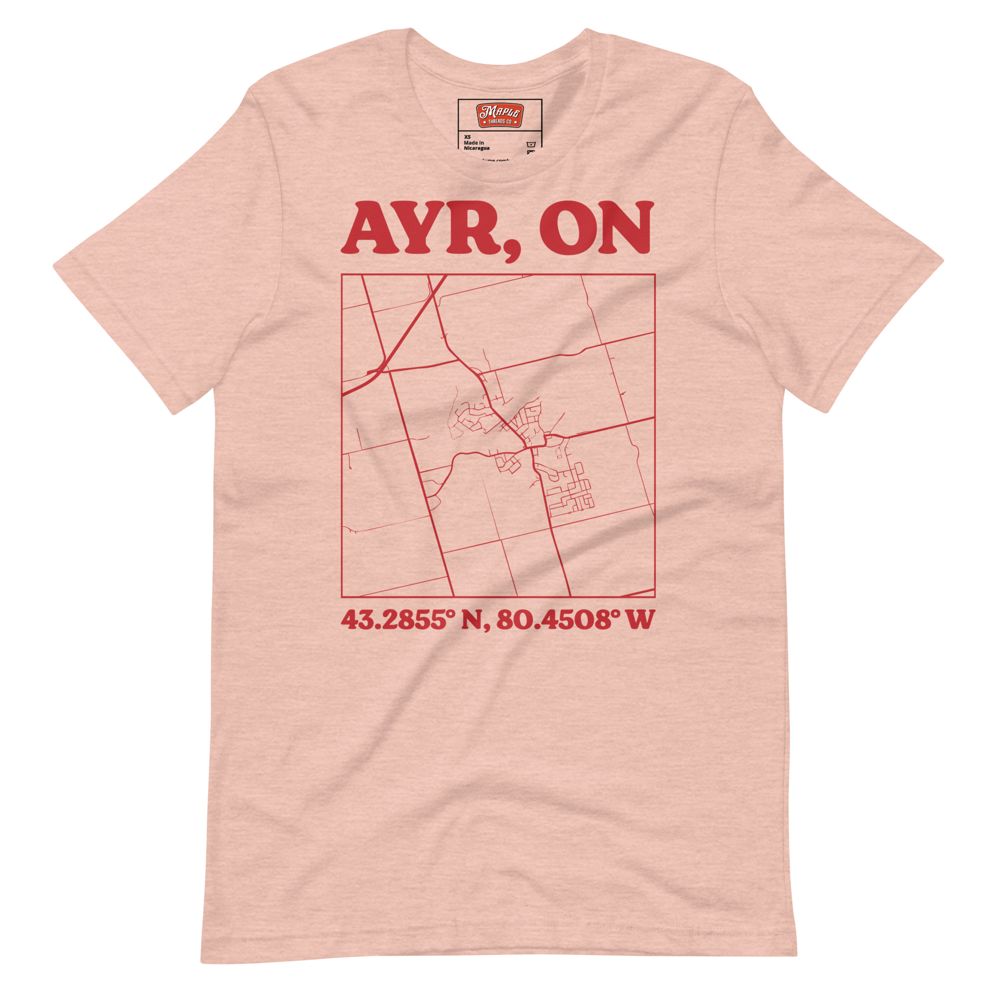 Unisex Ayr, Ontario Map T-Shirt - Image 8