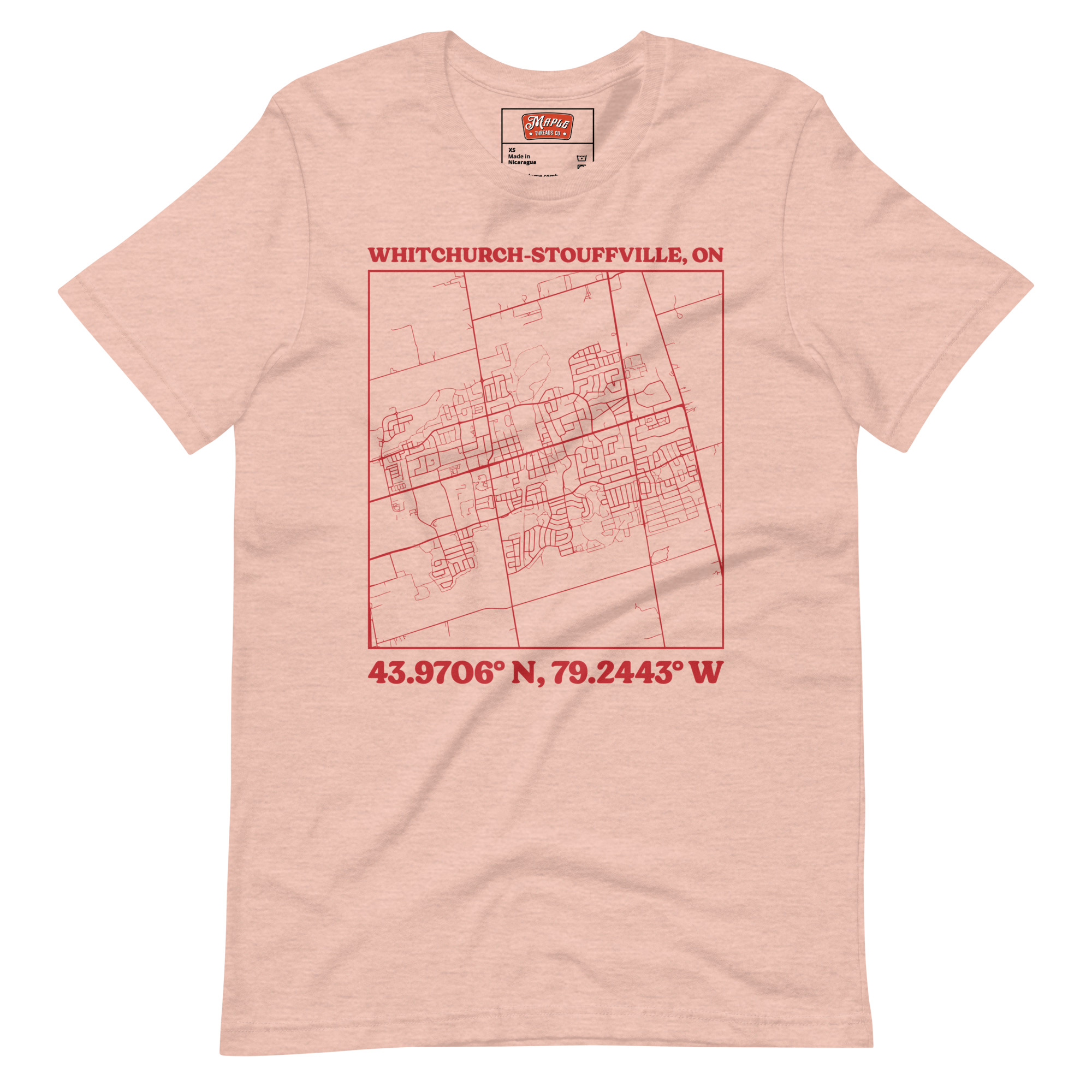 Unisex Whitchurch-Stouffville, Ontario Map T-Shirt - Image 8