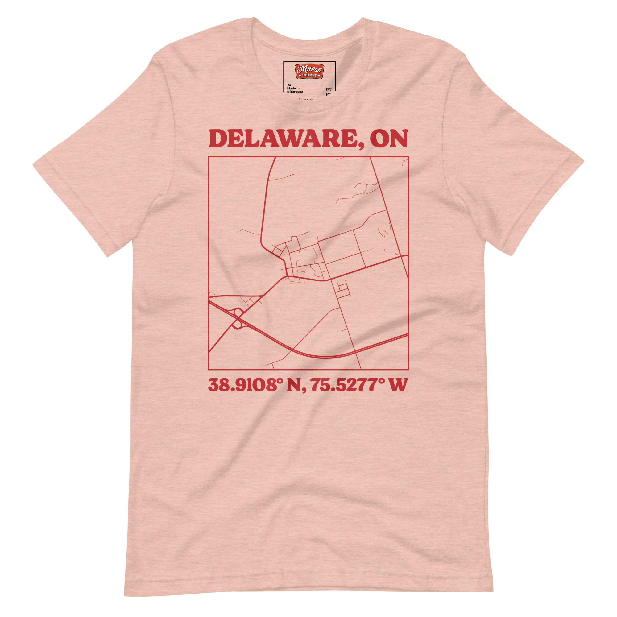 Unisex Delaware, Ontario Map T-Shirt - Image 8