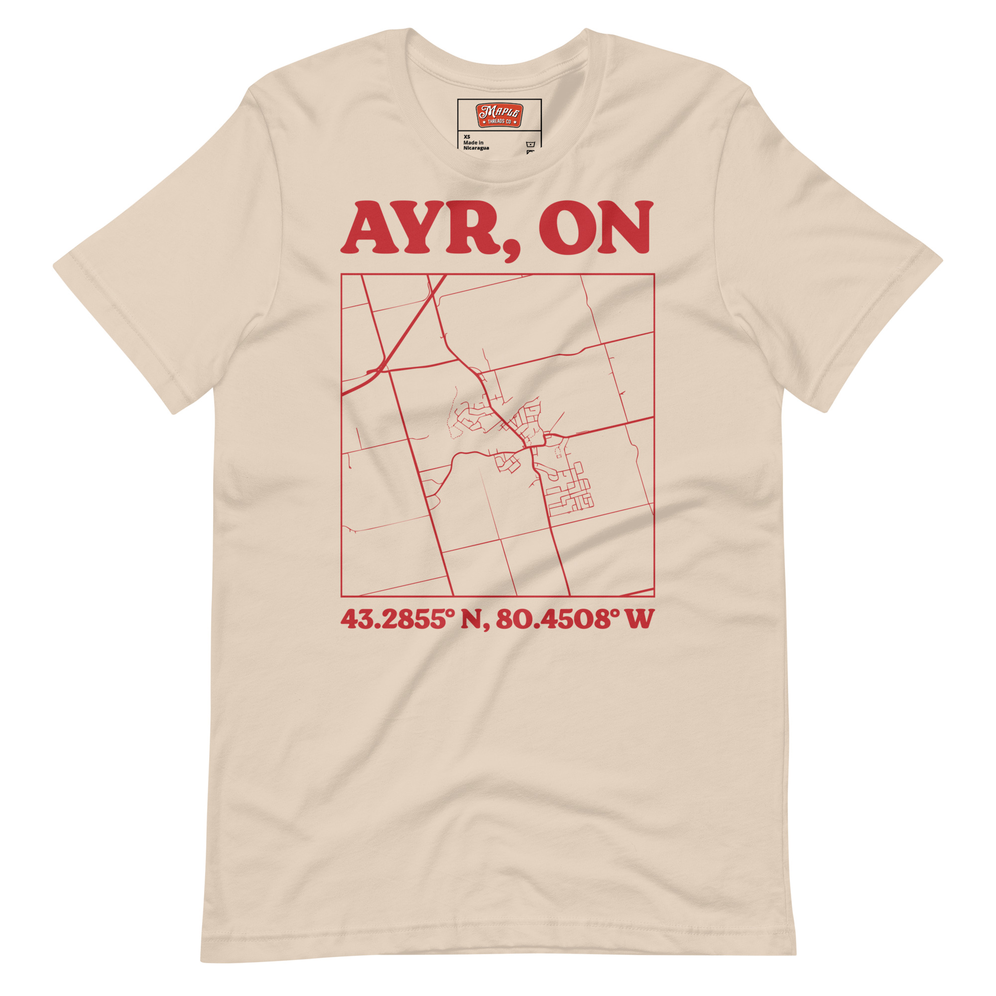 Unisex Ayr, Ontario Map T-Shirt - Image 9