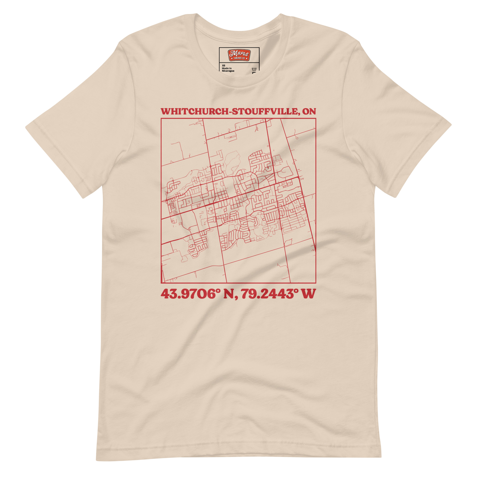 Unisex Whitchurch-Stouffville, Ontario Map T-Shirt - Image 9