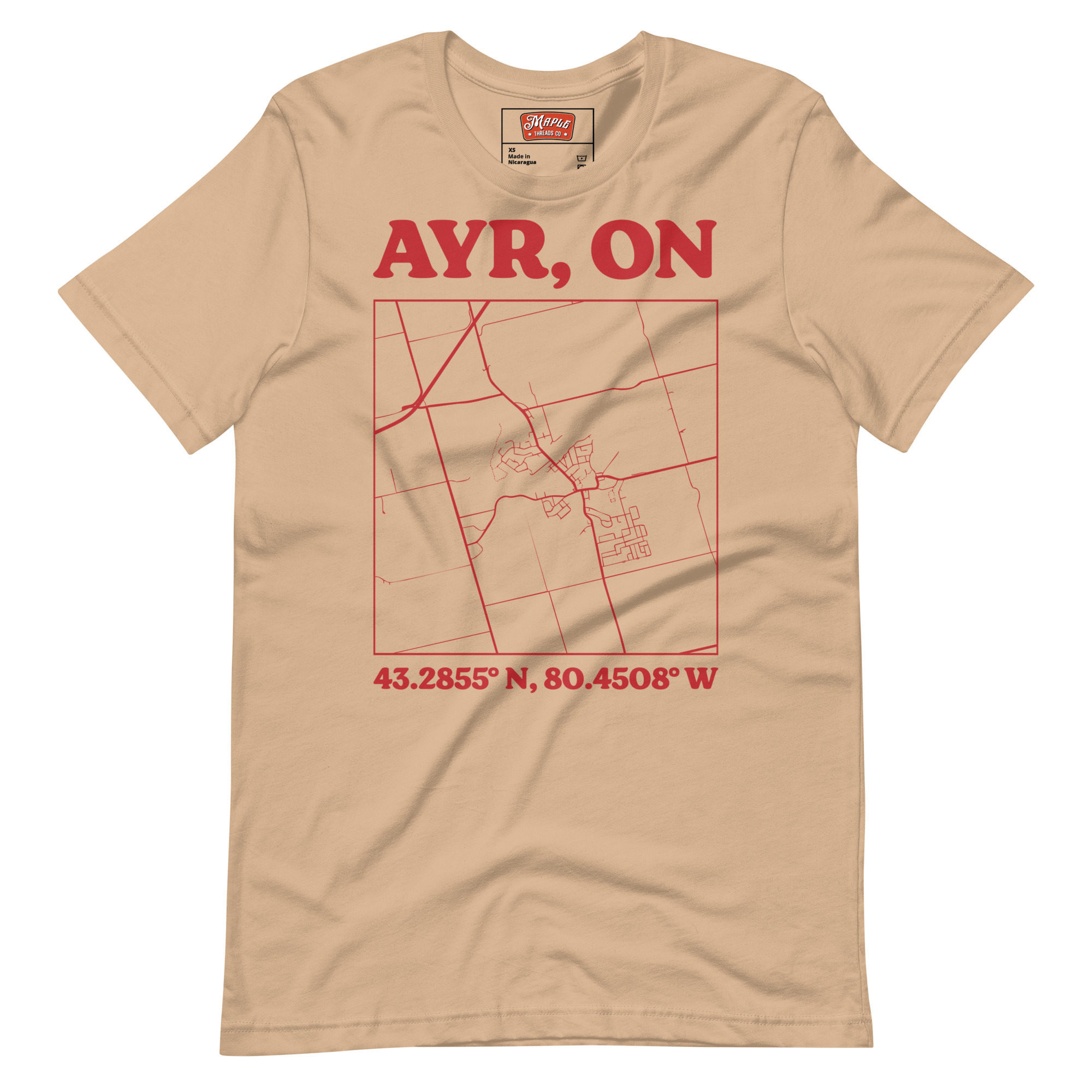 Unisex Ayr, Ontario Map T-Shirt