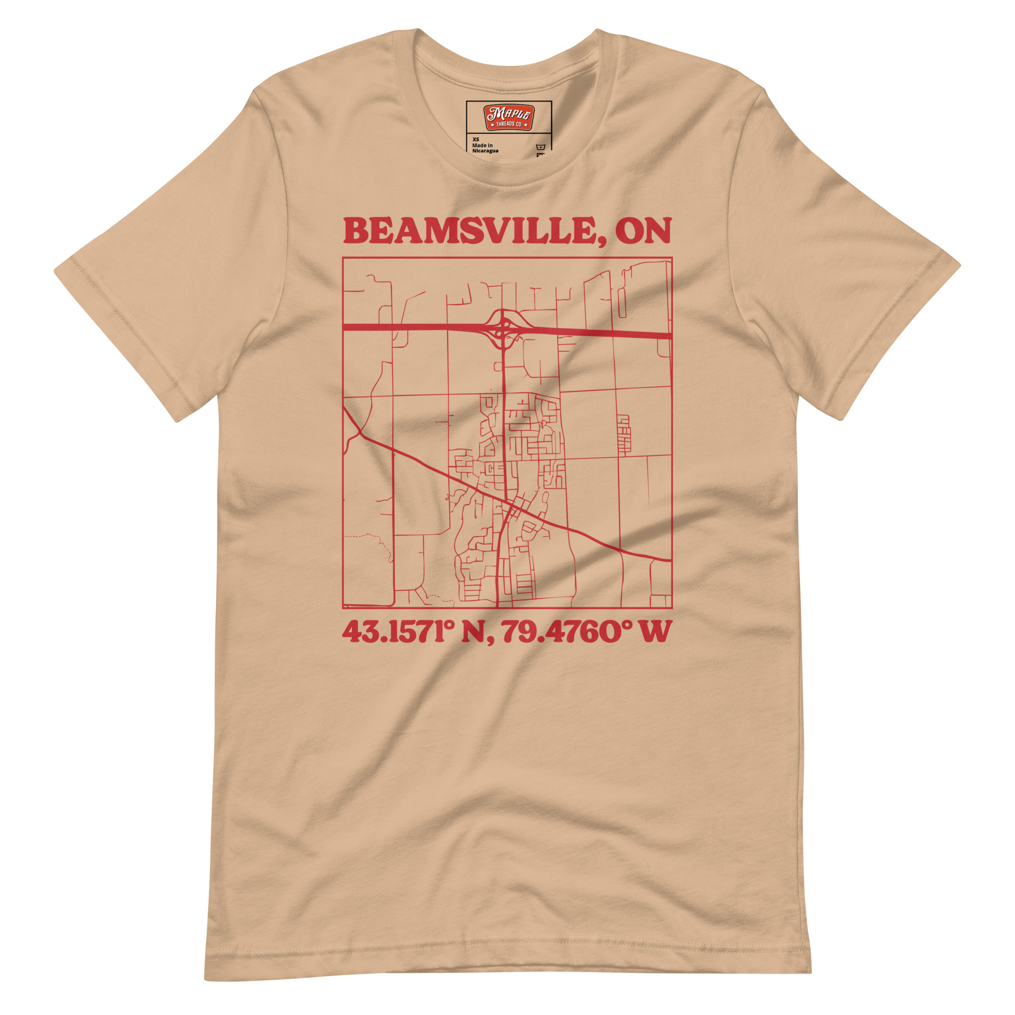 Unisex Beamsville, Ontario Map T-Shirt