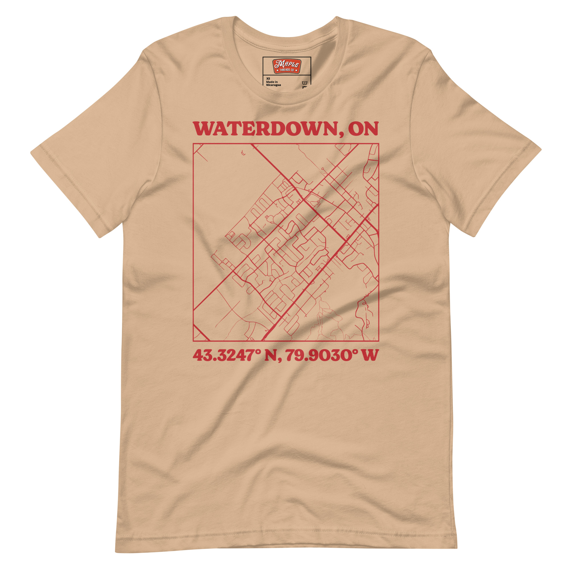 Unisex Waterdown, Ontario Map T-Shirt