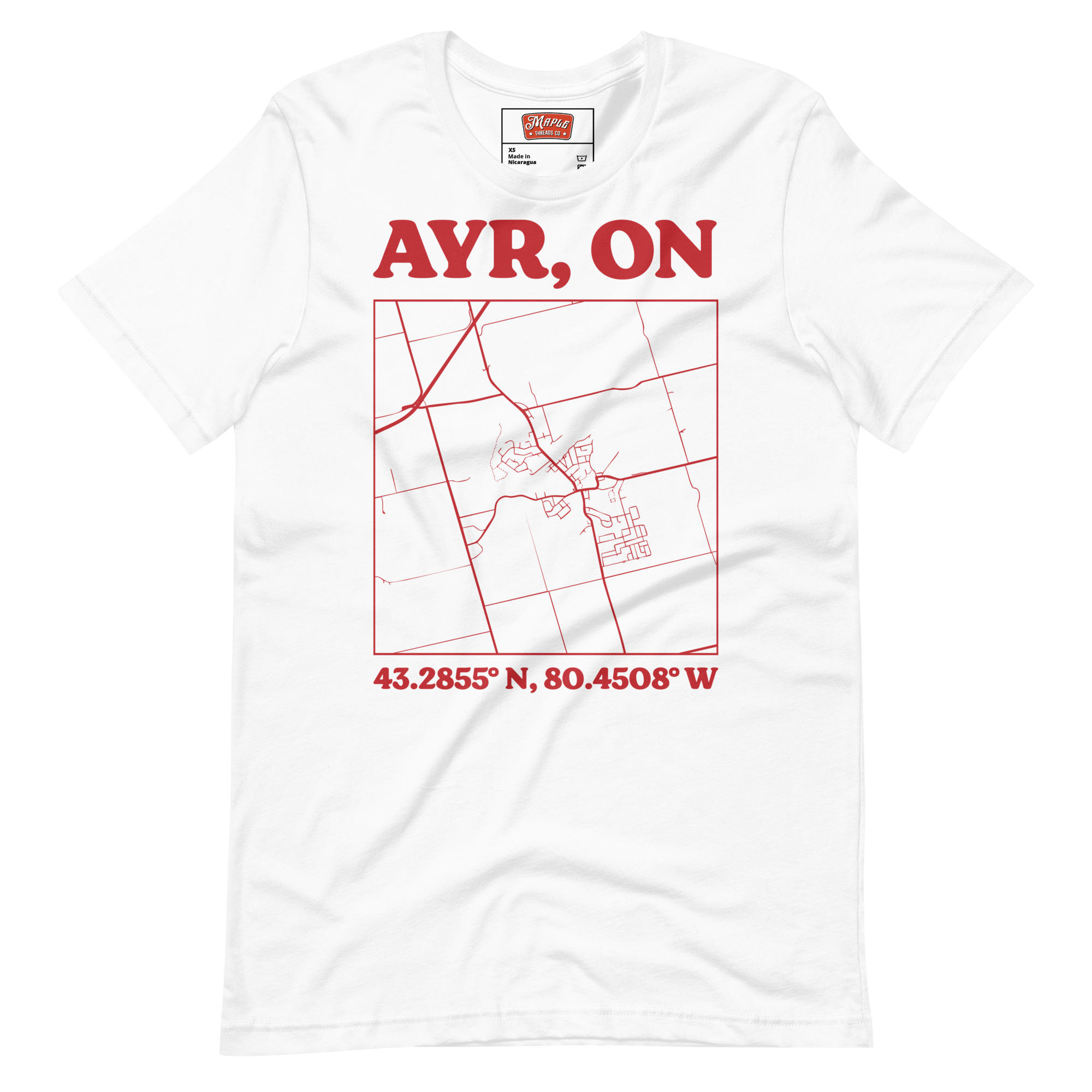 Unisex Ayr, Ontario Map T-Shirt - Image 11