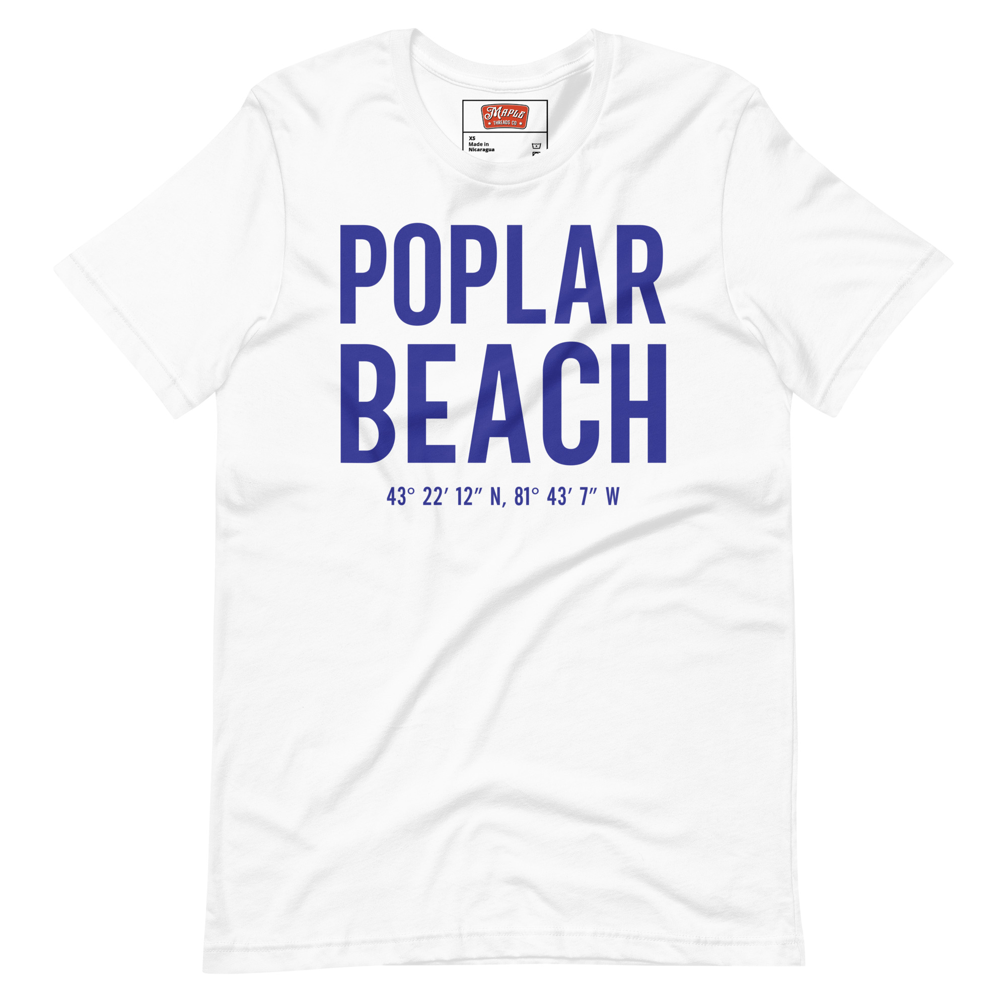 Unisex Poplar Beach, Ontario Coordinates Light T-Shirt
