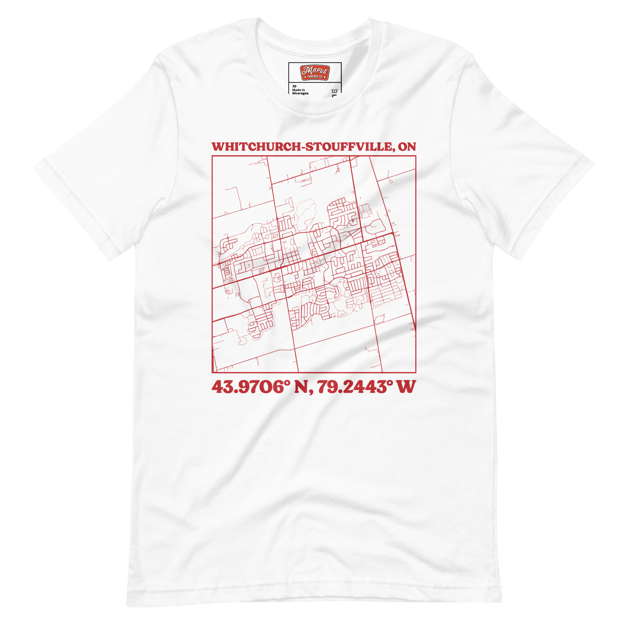 Unisex Whitchurch-Stouffville, Ontario Map T-Shirt - Image 11