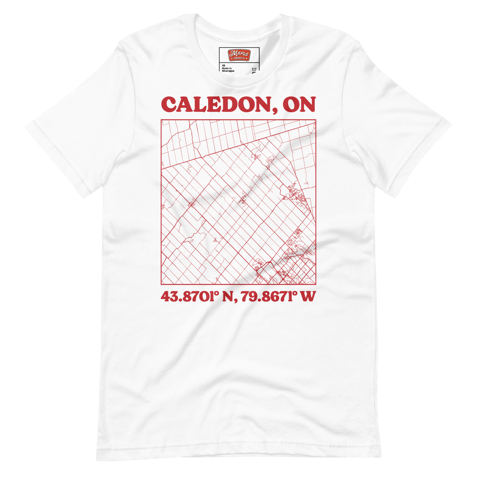 Unisex Caledon, Ontario Map T-Shirt - Image 11