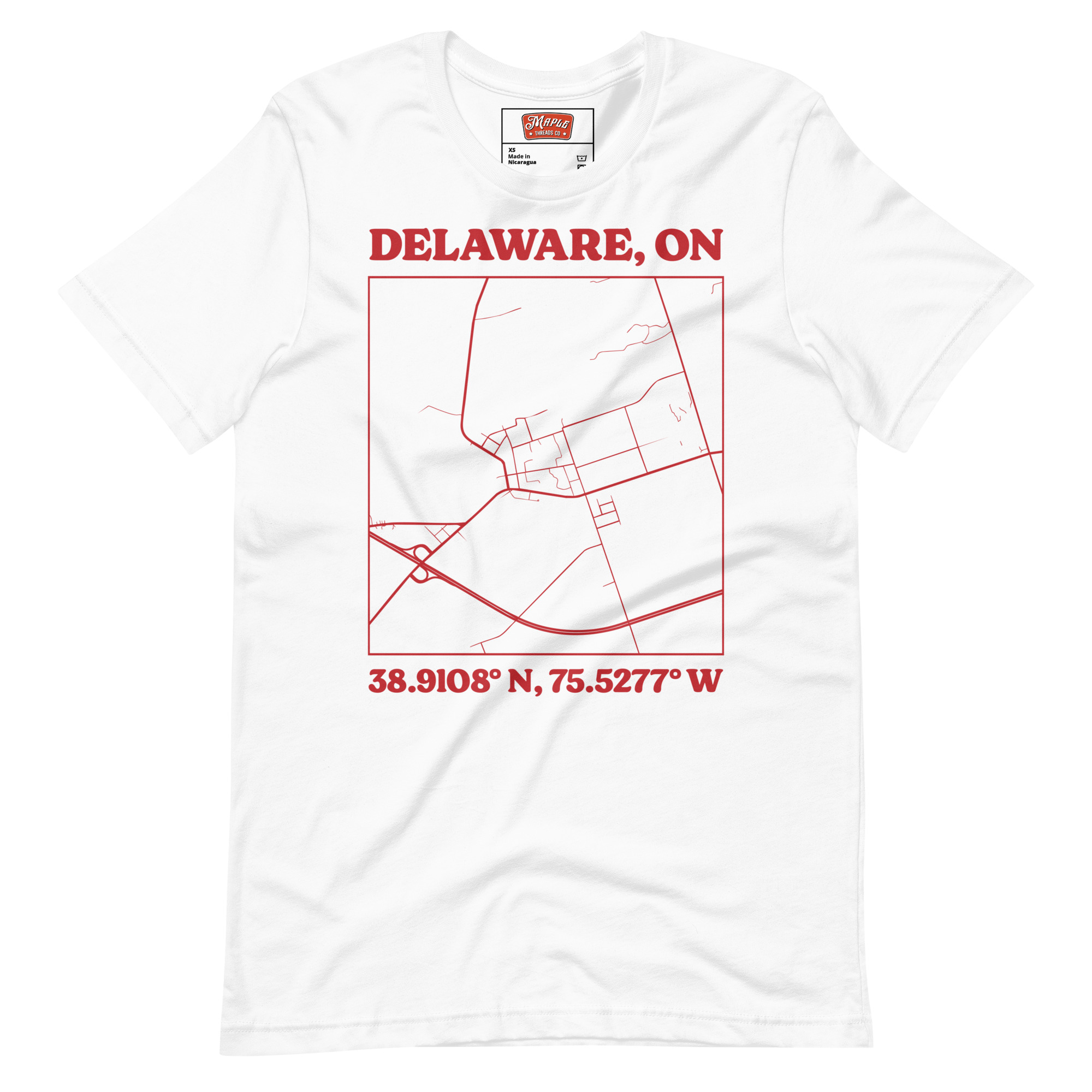 Unisex Delaware, Ontario Map T-Shirt - Image 11